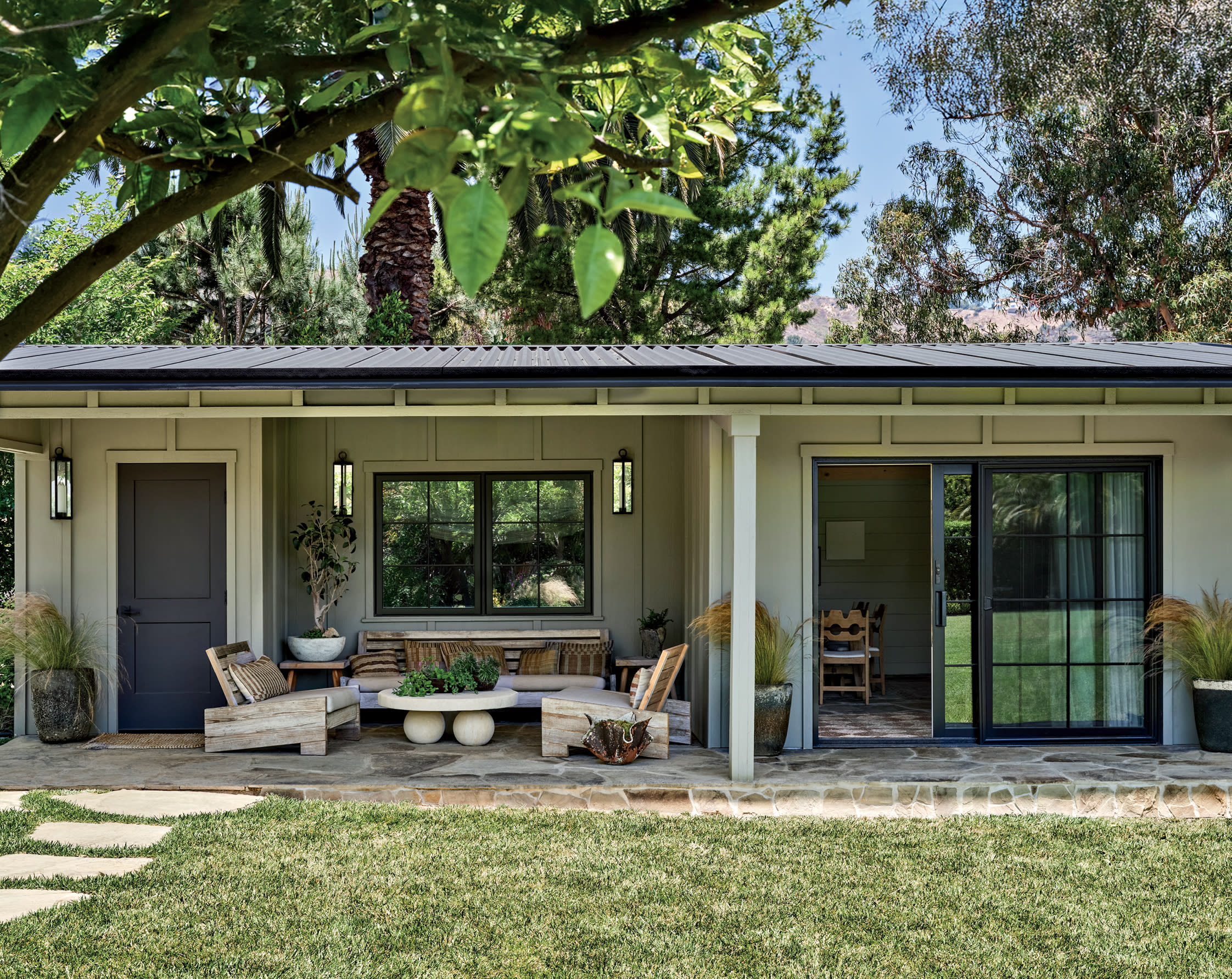 exterior of a modern farmhouse-style guest house 