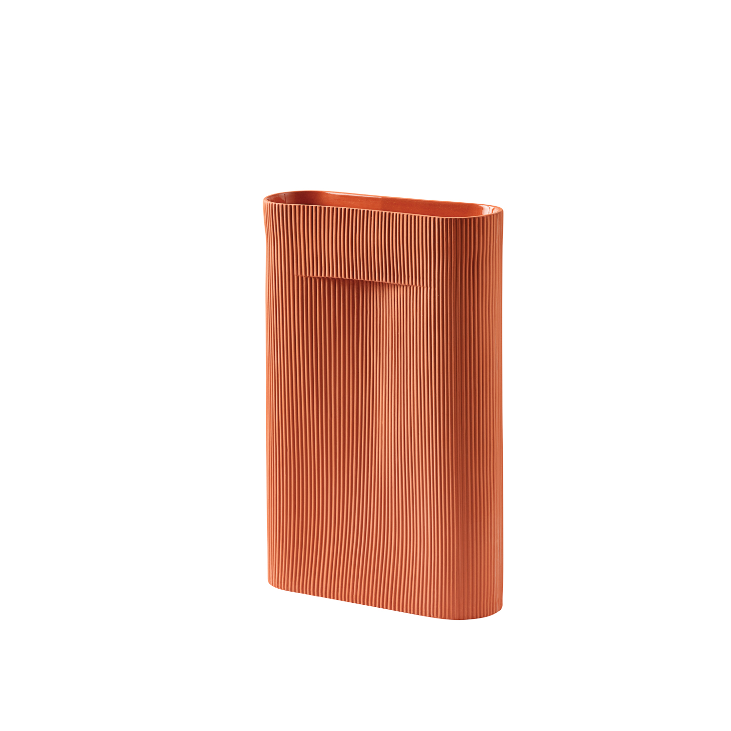 ridged terracotta vase