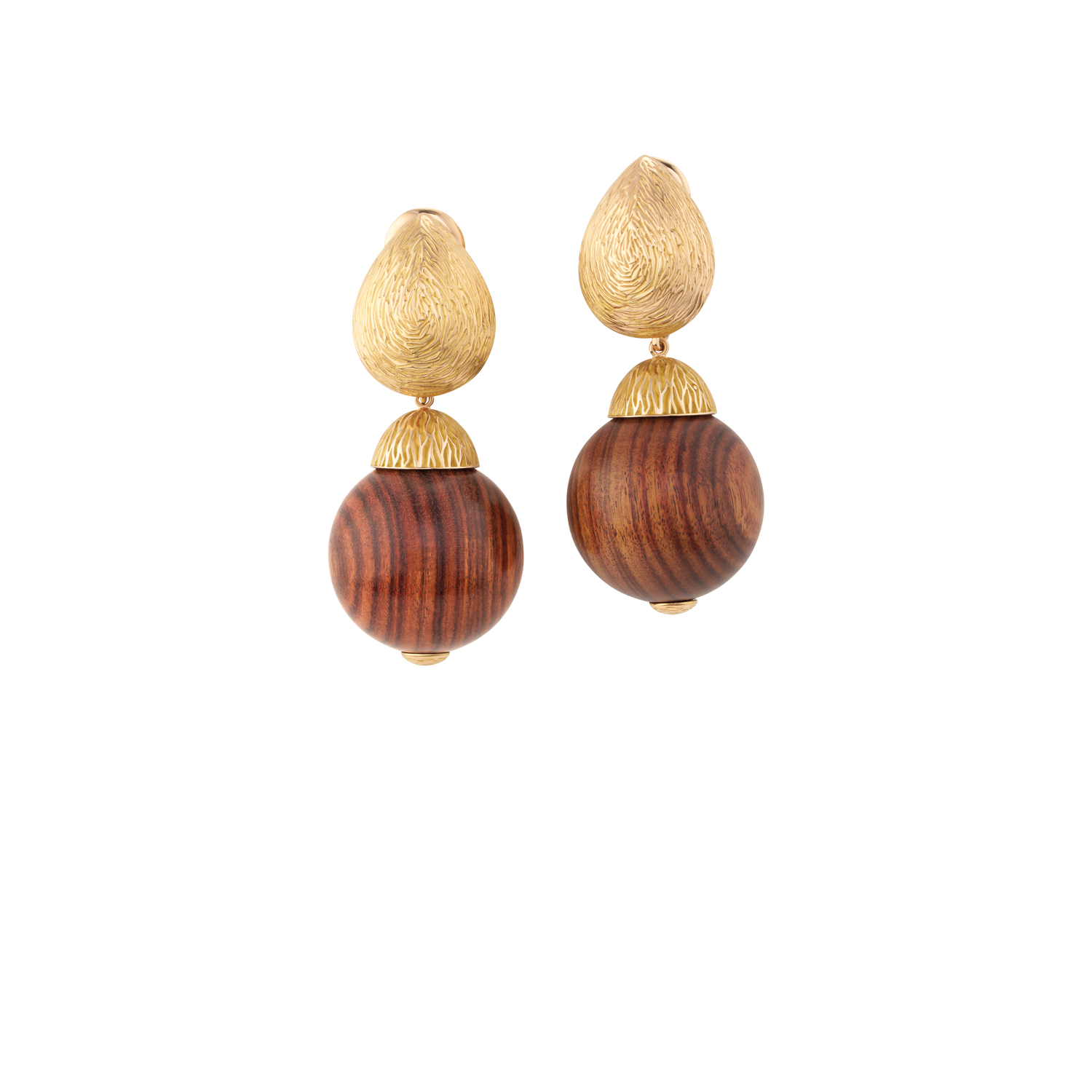 wood and gold earrings