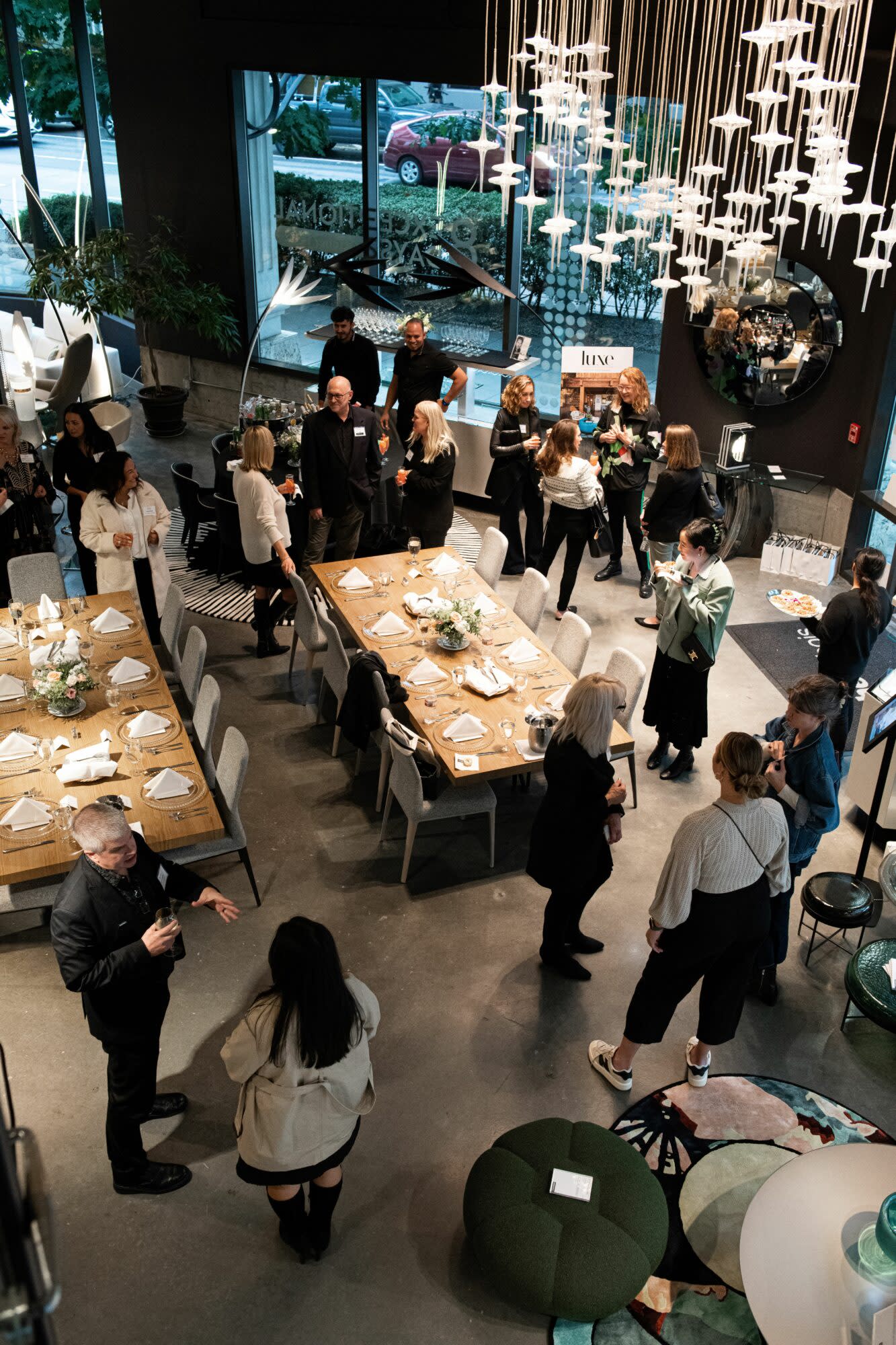 people gathered for a luncheon