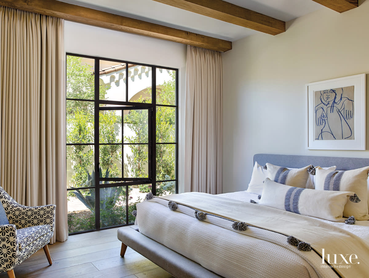 neutral guest room with west elm bed