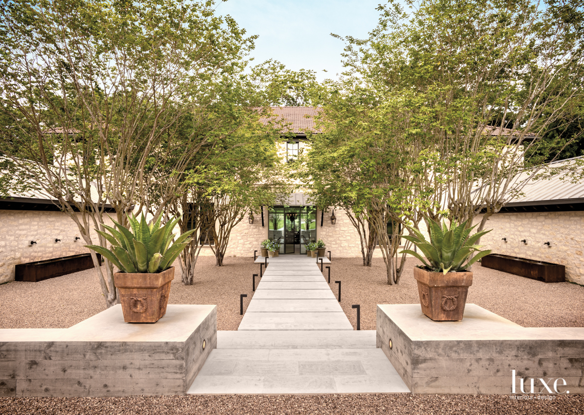 eclectic exterior neutral walkway