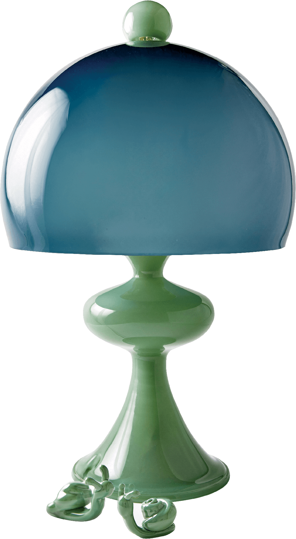 shapely, whimsical blue and green lamp 