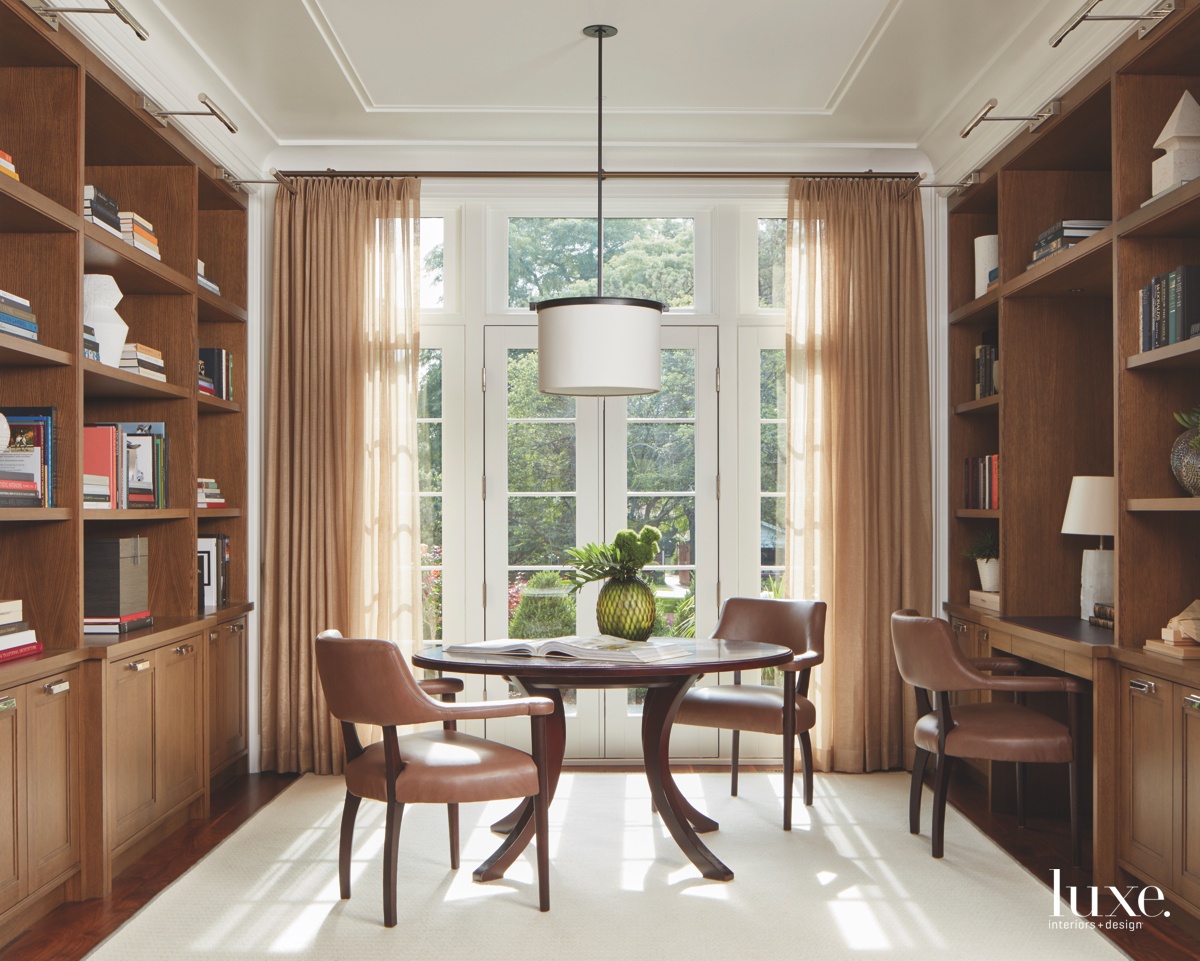 contemporary study library brown hanging light