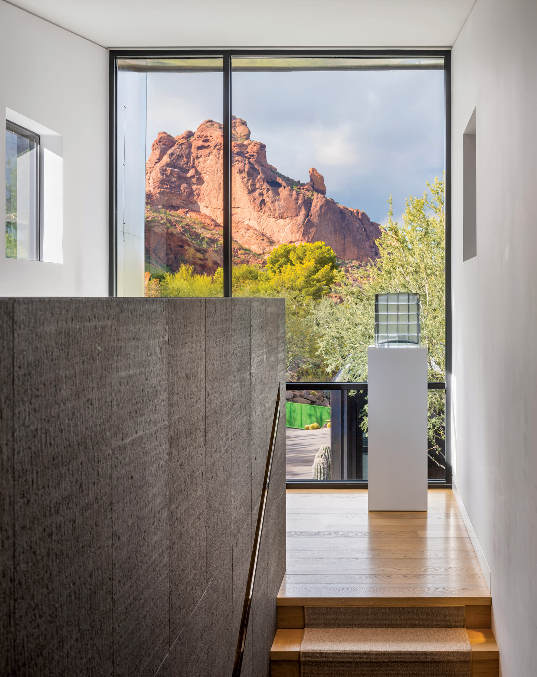 view of the Praying Monk through the window of an Arizona home