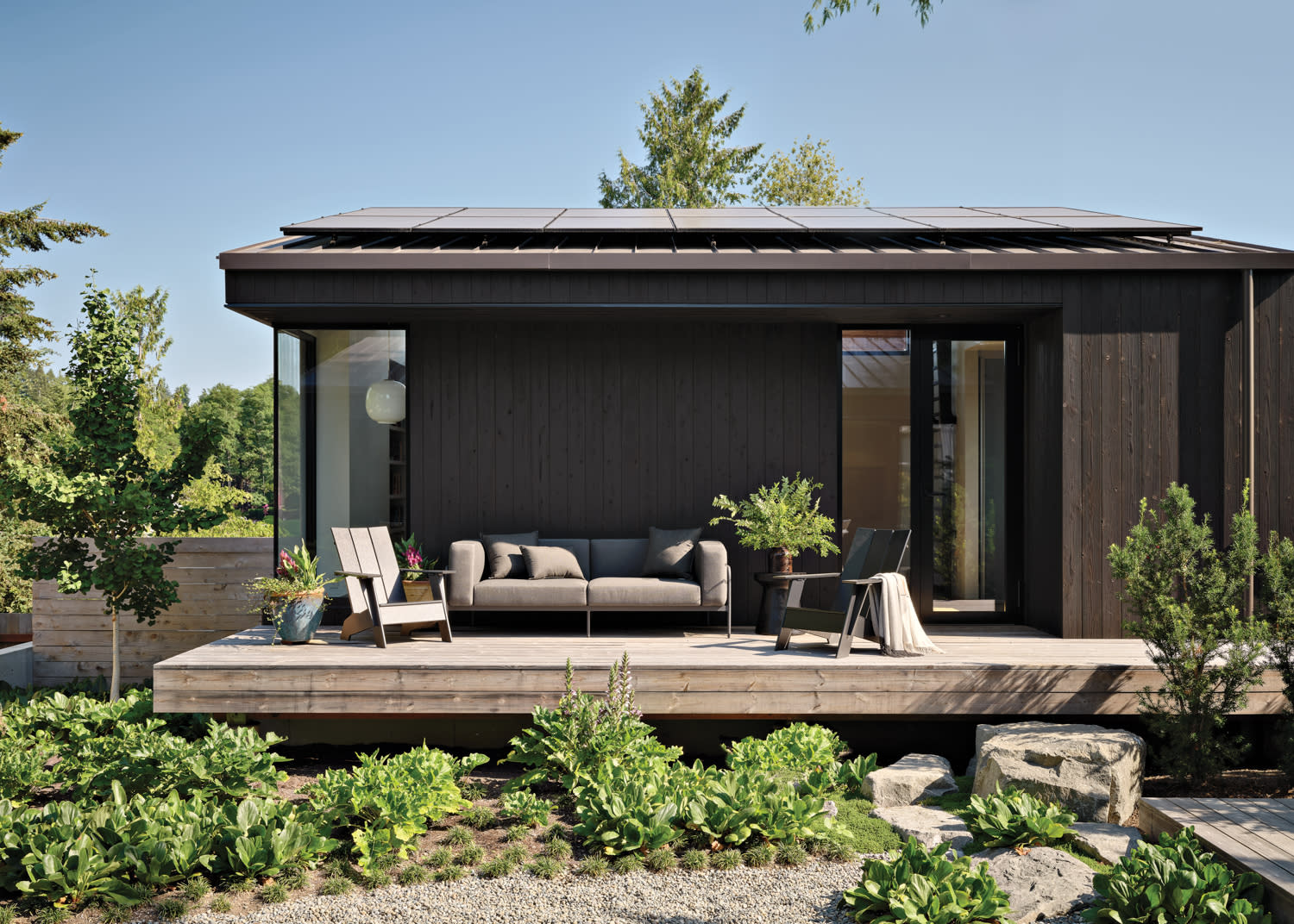 pine deck on a Japanese-inspired home