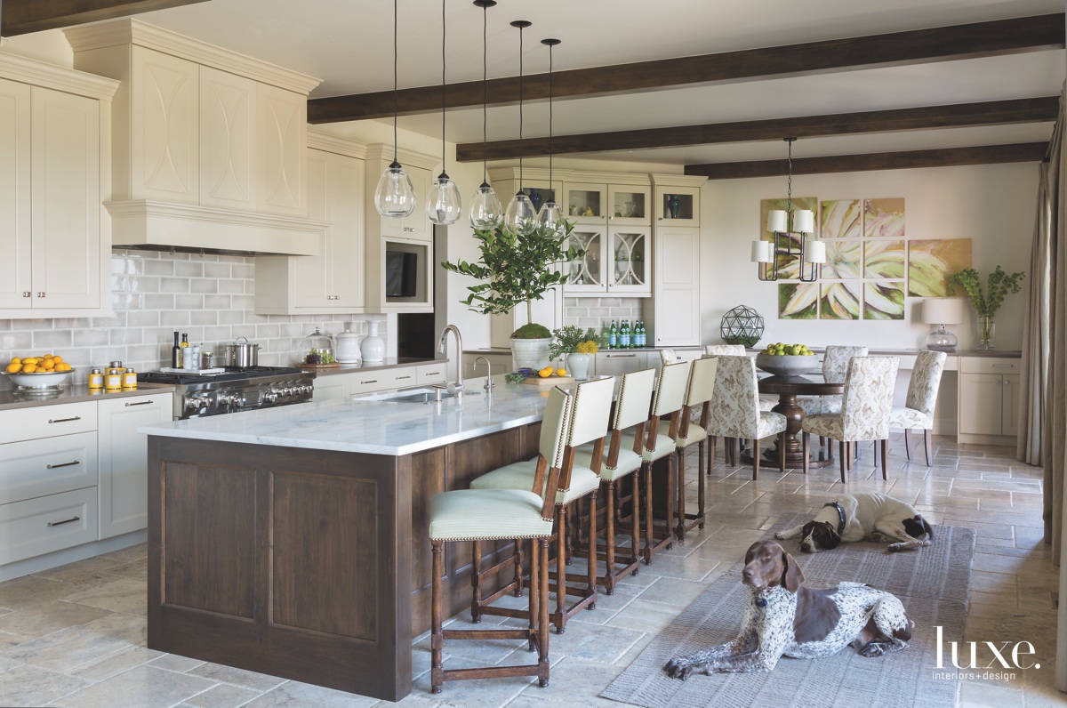 traditional kitchen marble countertop island