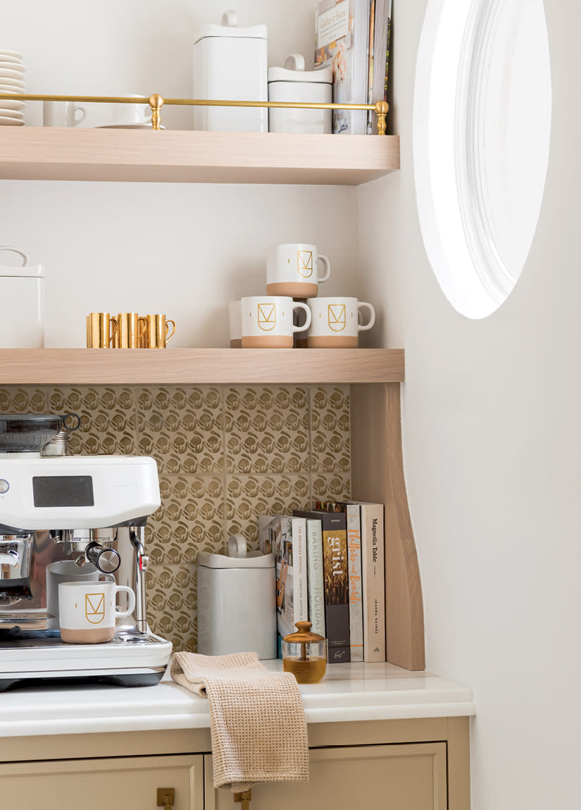 coffee area vignette in a contemporary kitchen