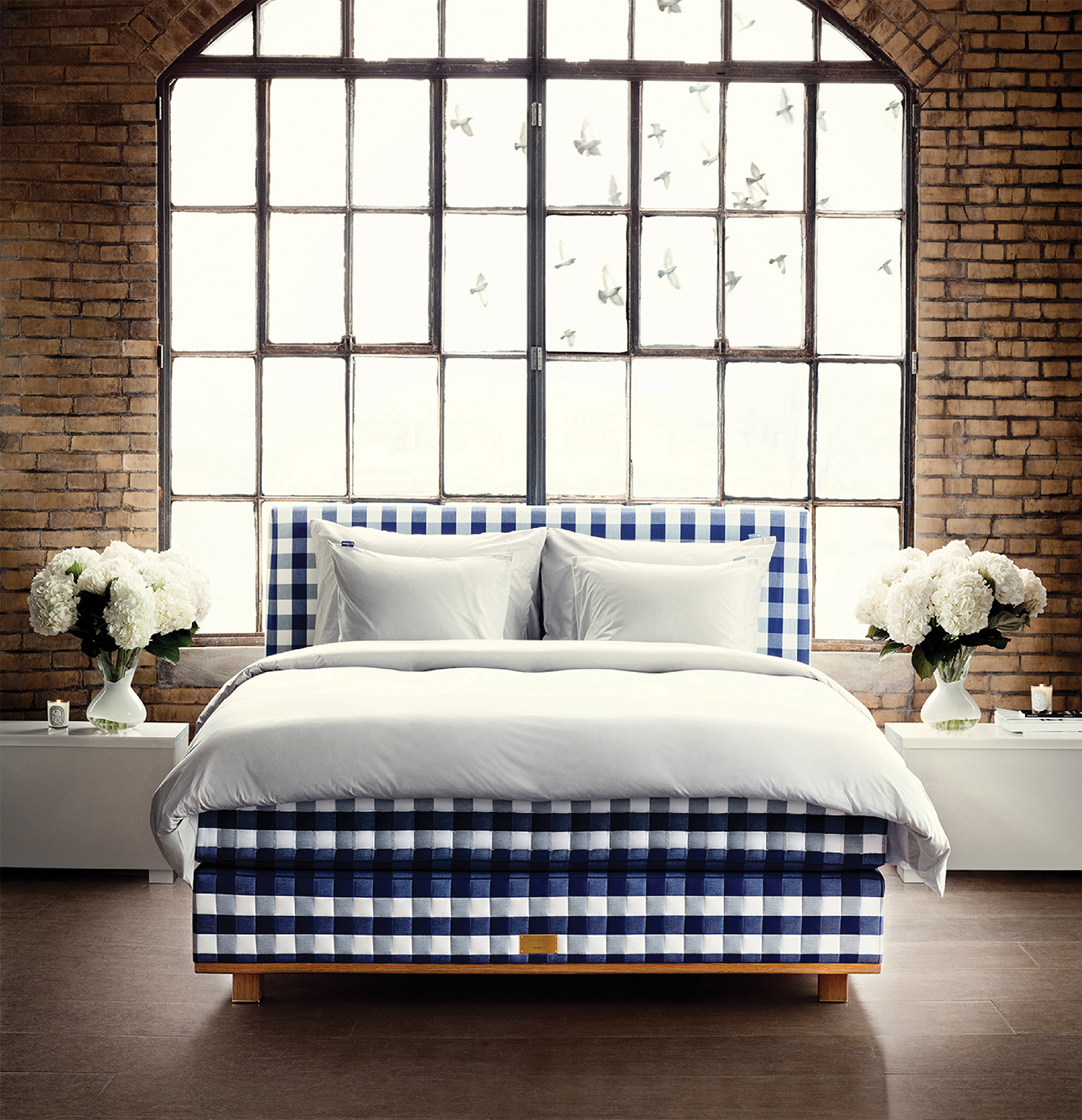 bed on display at Hästens in Seattle