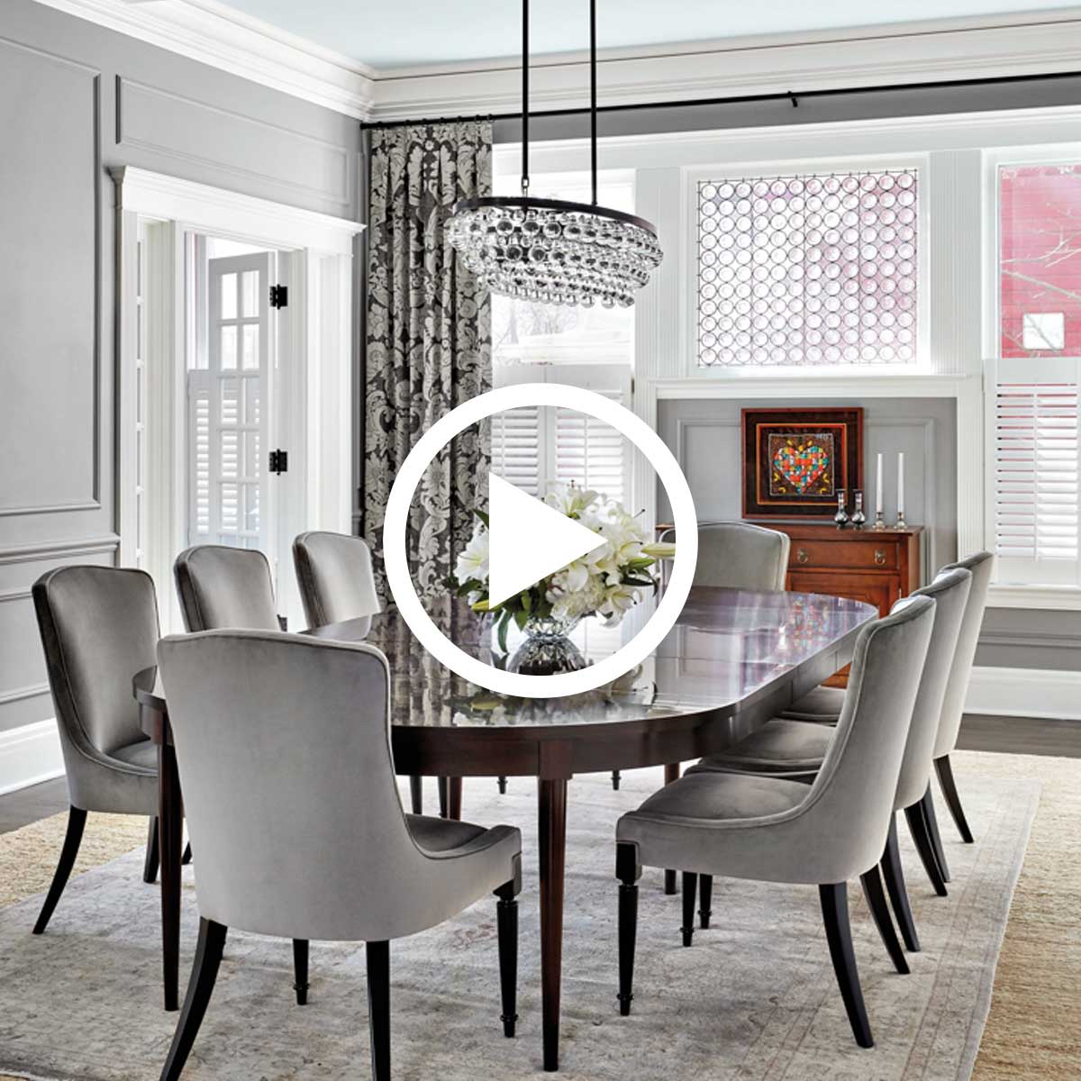 gray dining room by third coast interiors