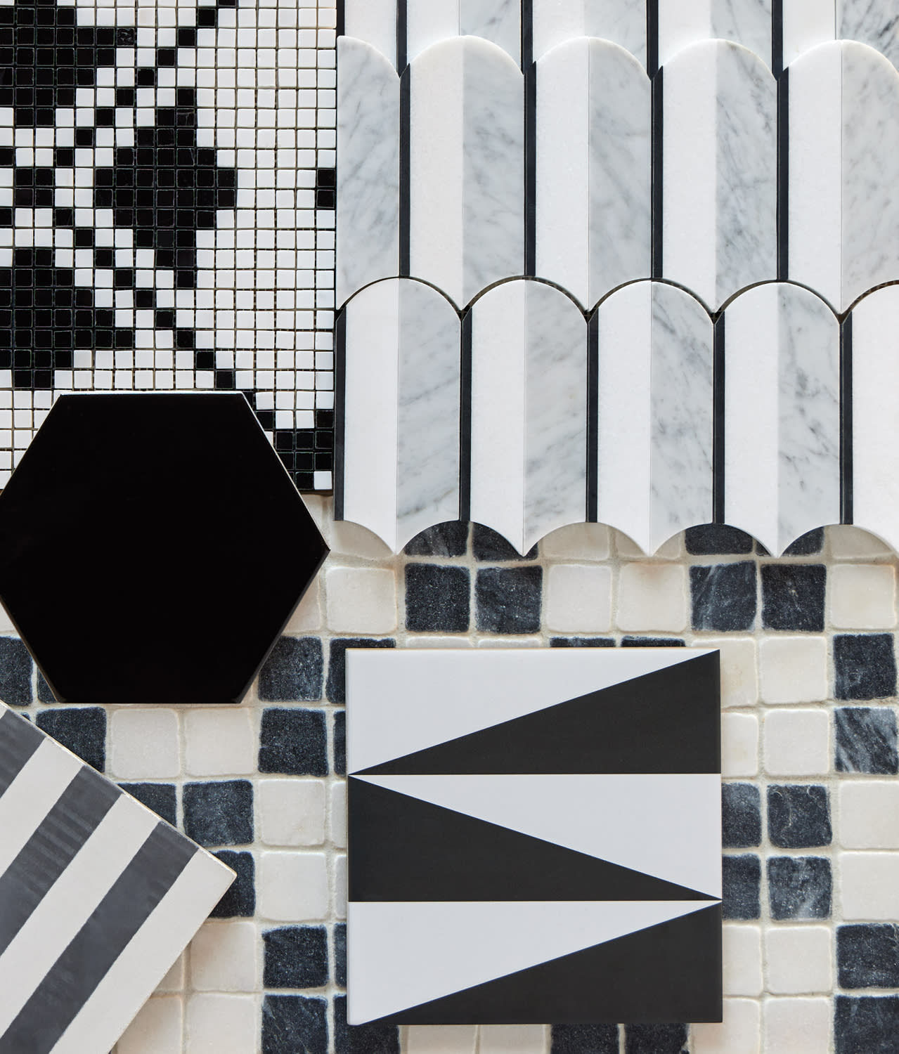 black and white tile