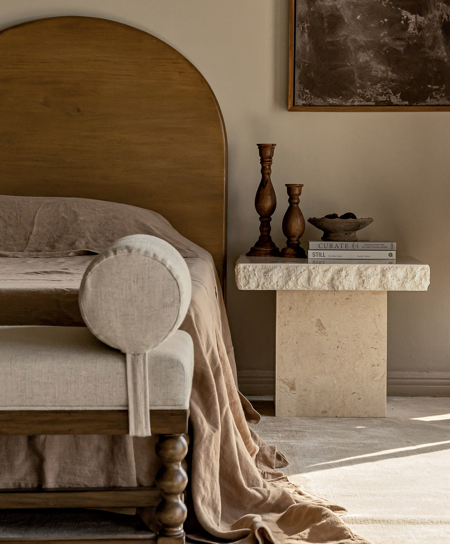 contemporary bedroom vignette
