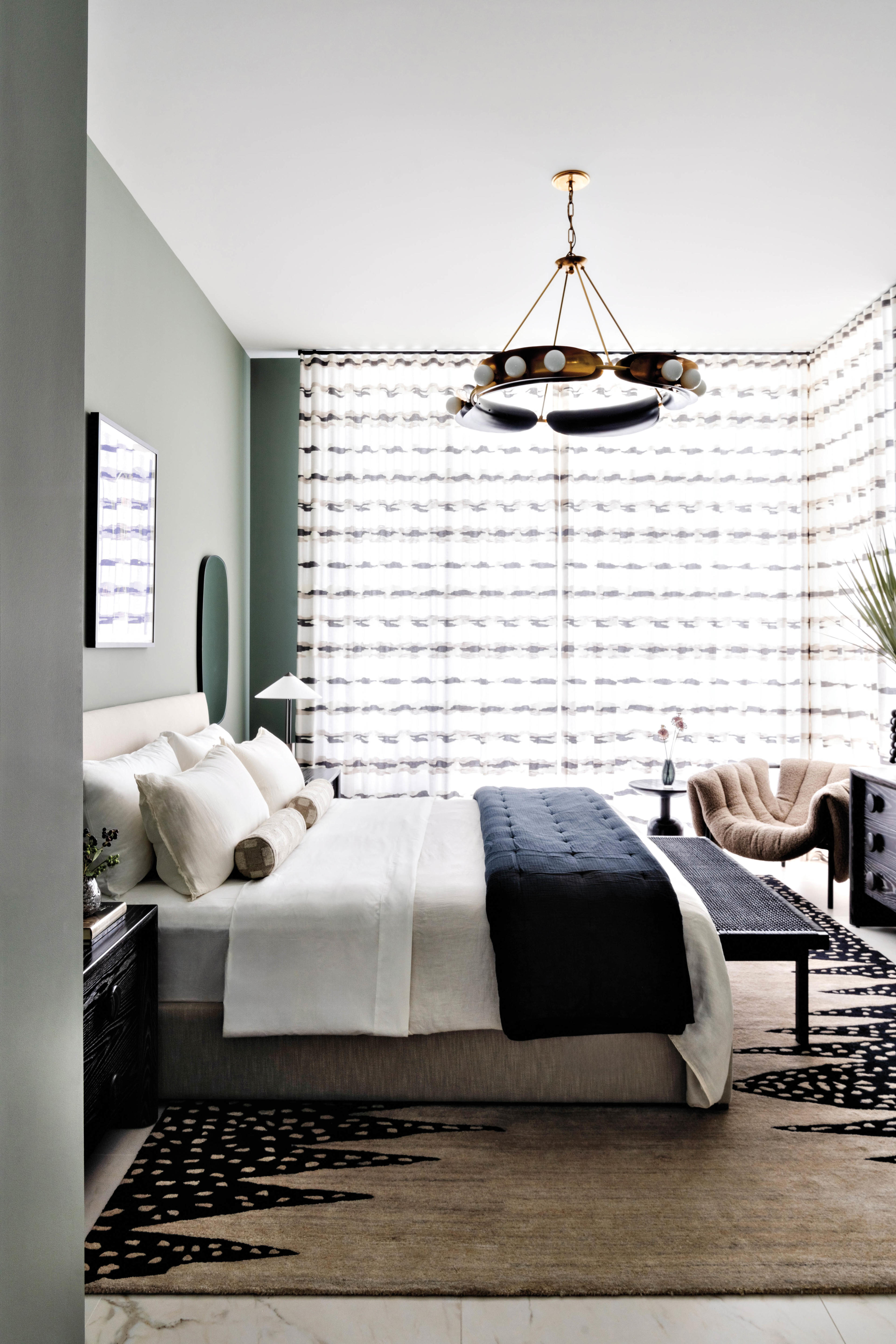 modern eclectic bedroom with an array of textures and patterns