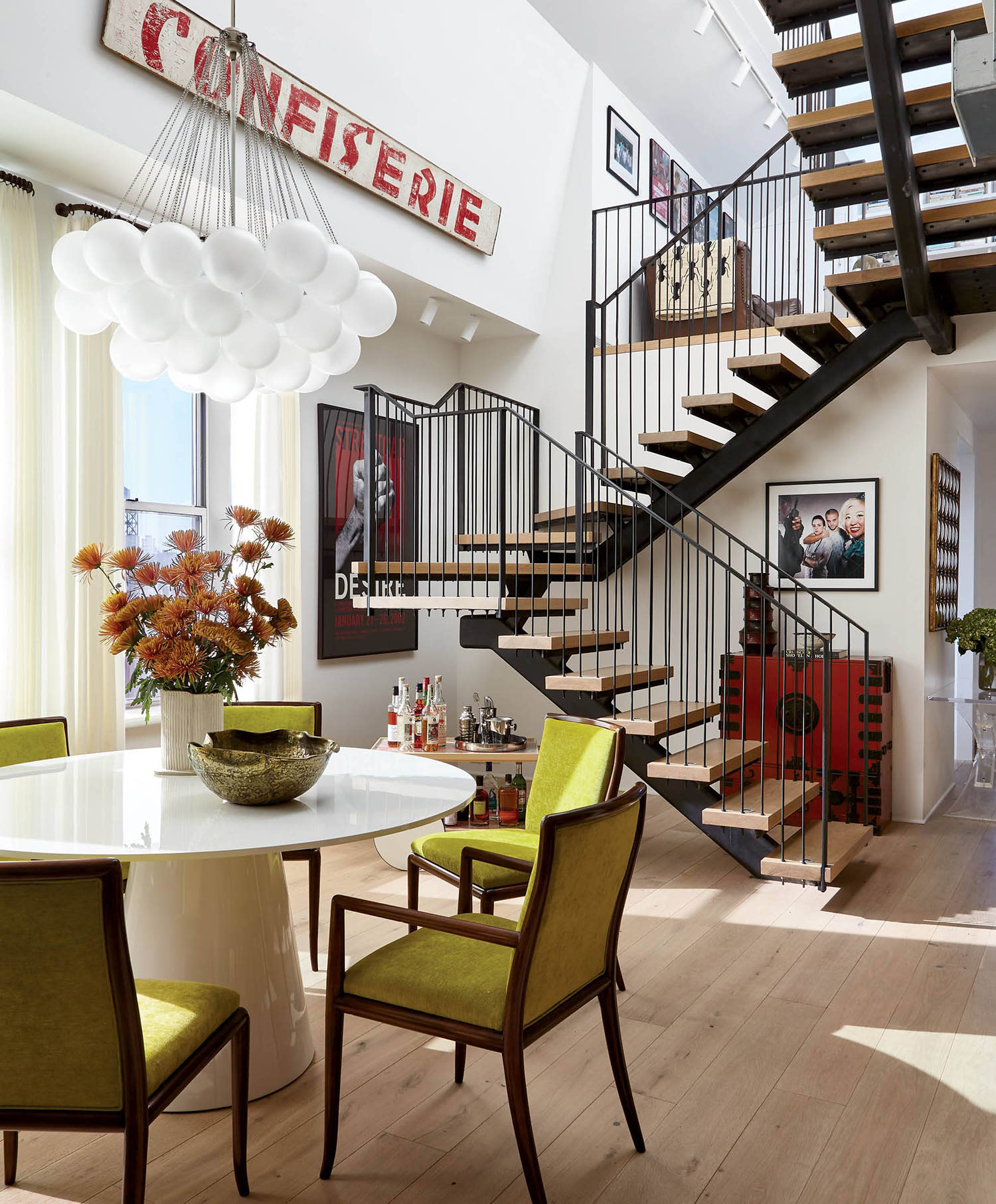 modern loft living and dining space