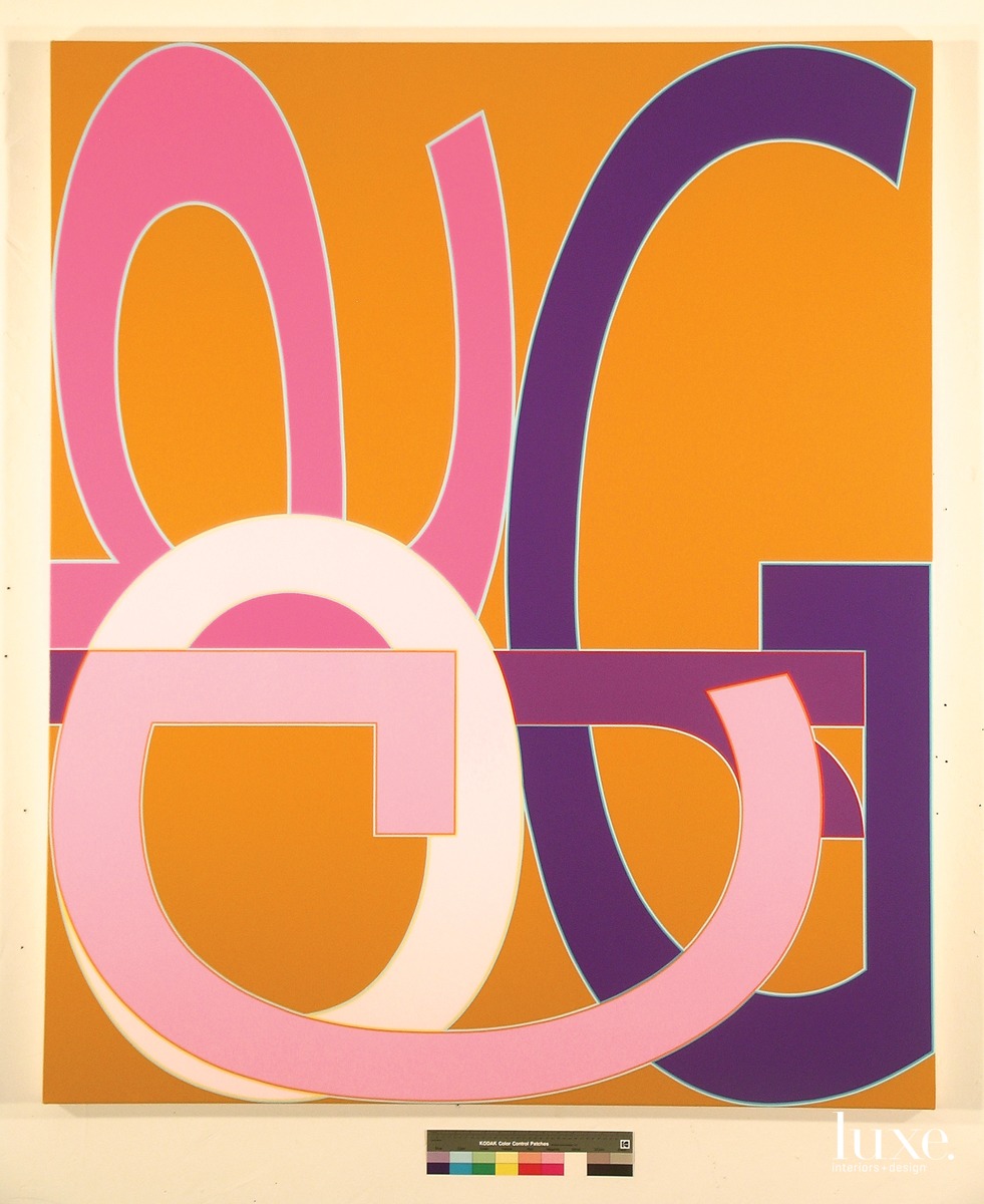 The word "Aggro," referring to a hyper-energetic approach to surfing a wave, appears in an acrylic on canvas.