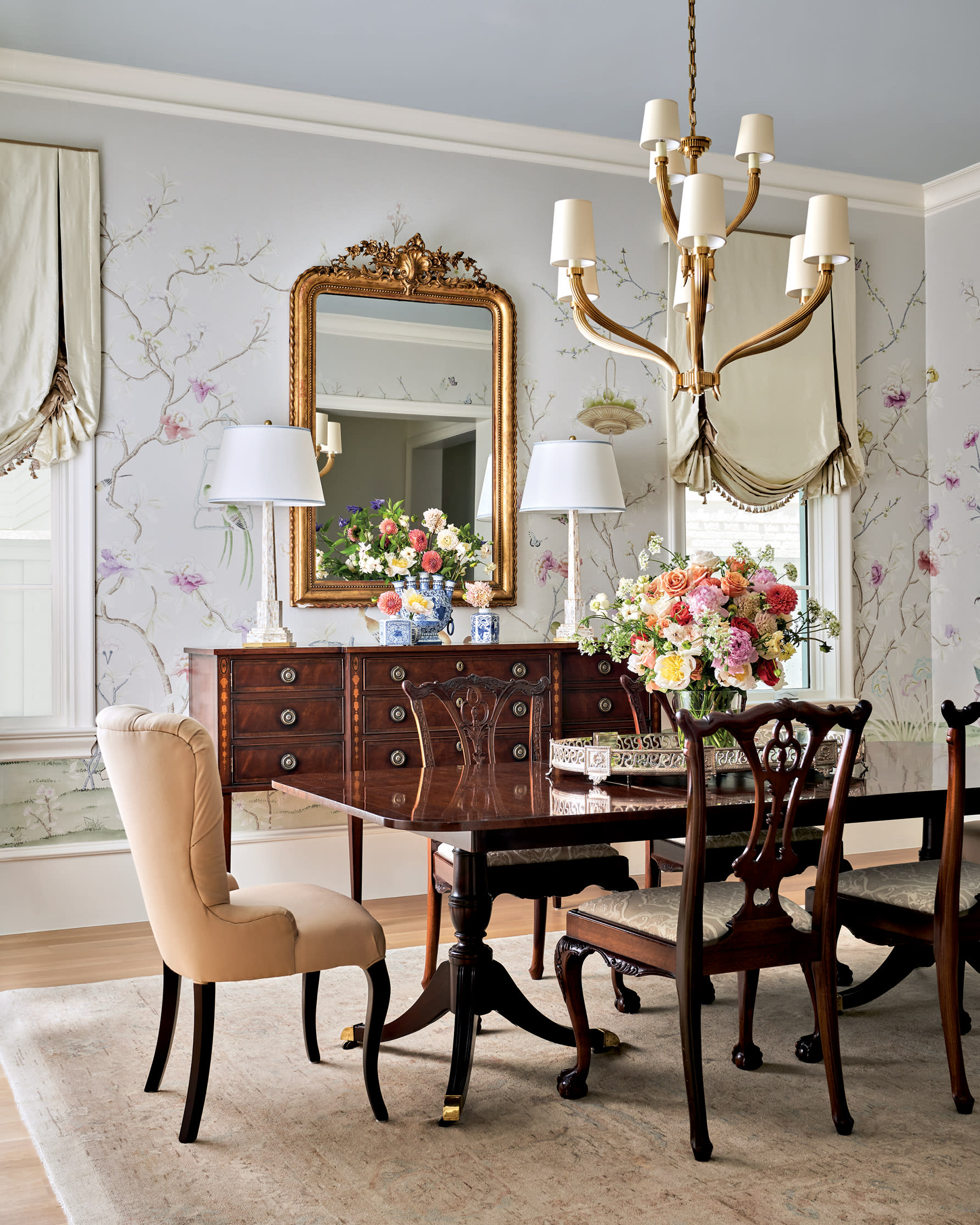 English-inspired dining room in a traditional meets modern Dallas home