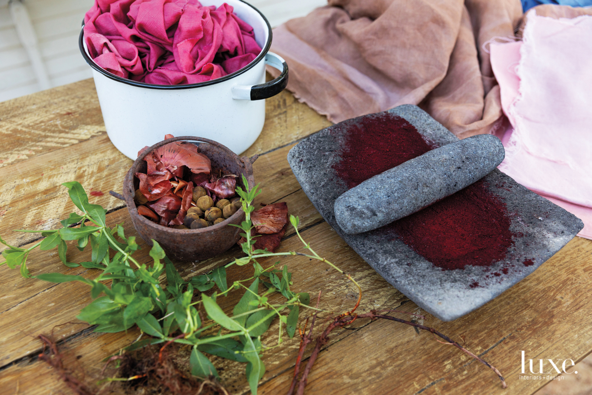Ambrose uses plants and found objects to produce her own natural dyes.