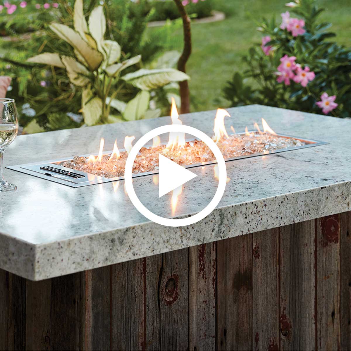 ajmadison backyard oasis stone wood firepit