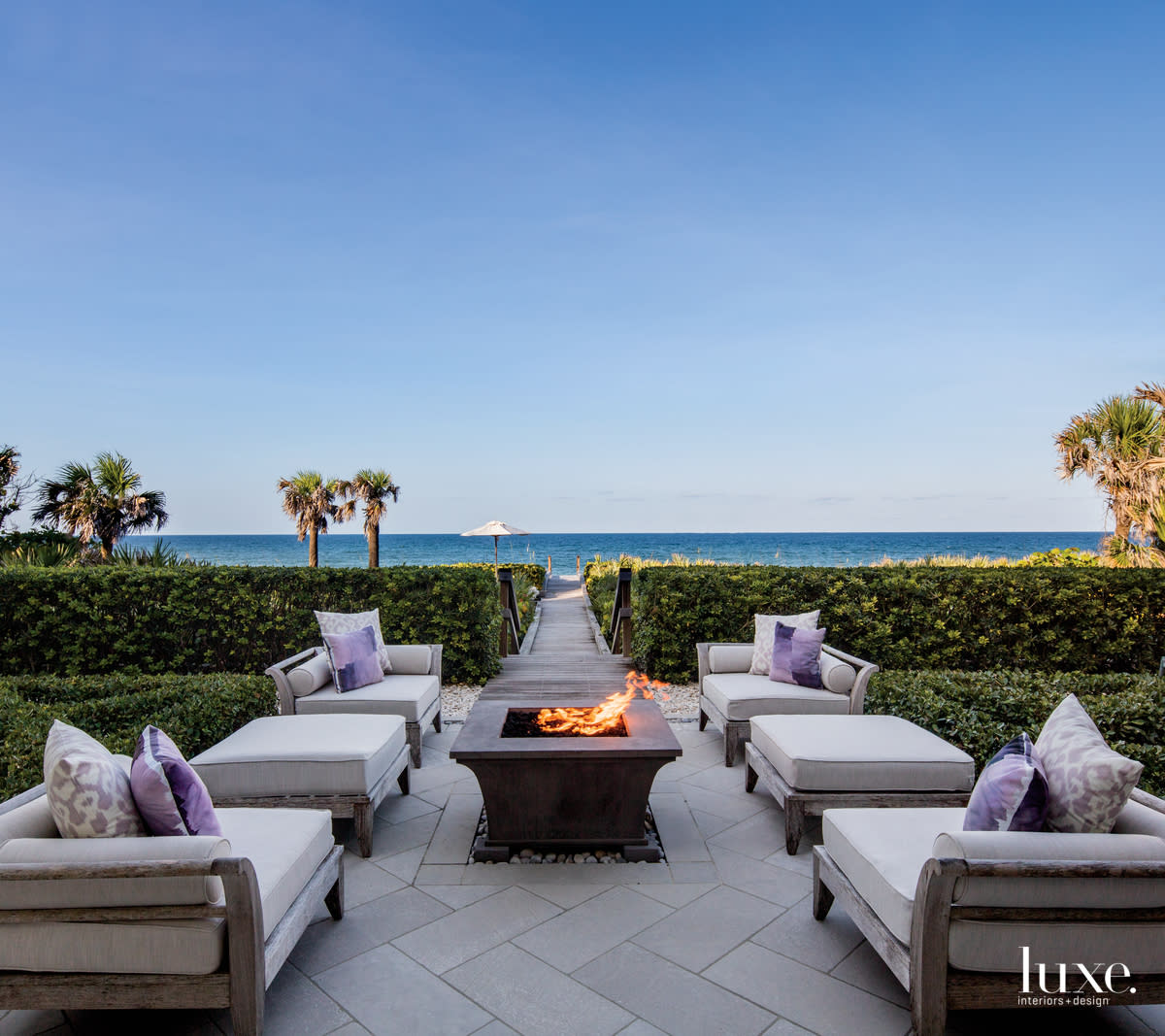 coastal exterior sitting area fire pit