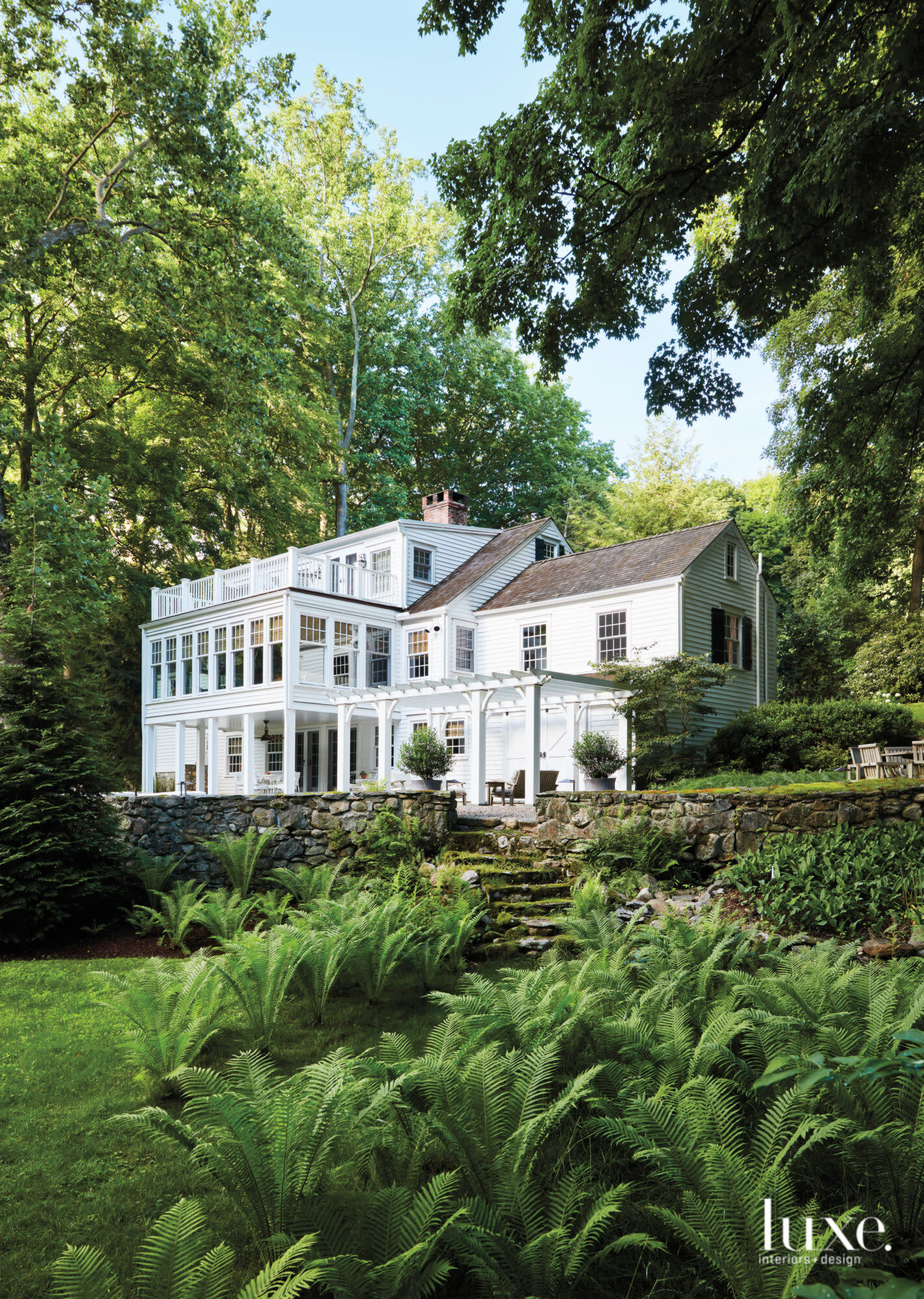 white rear facade