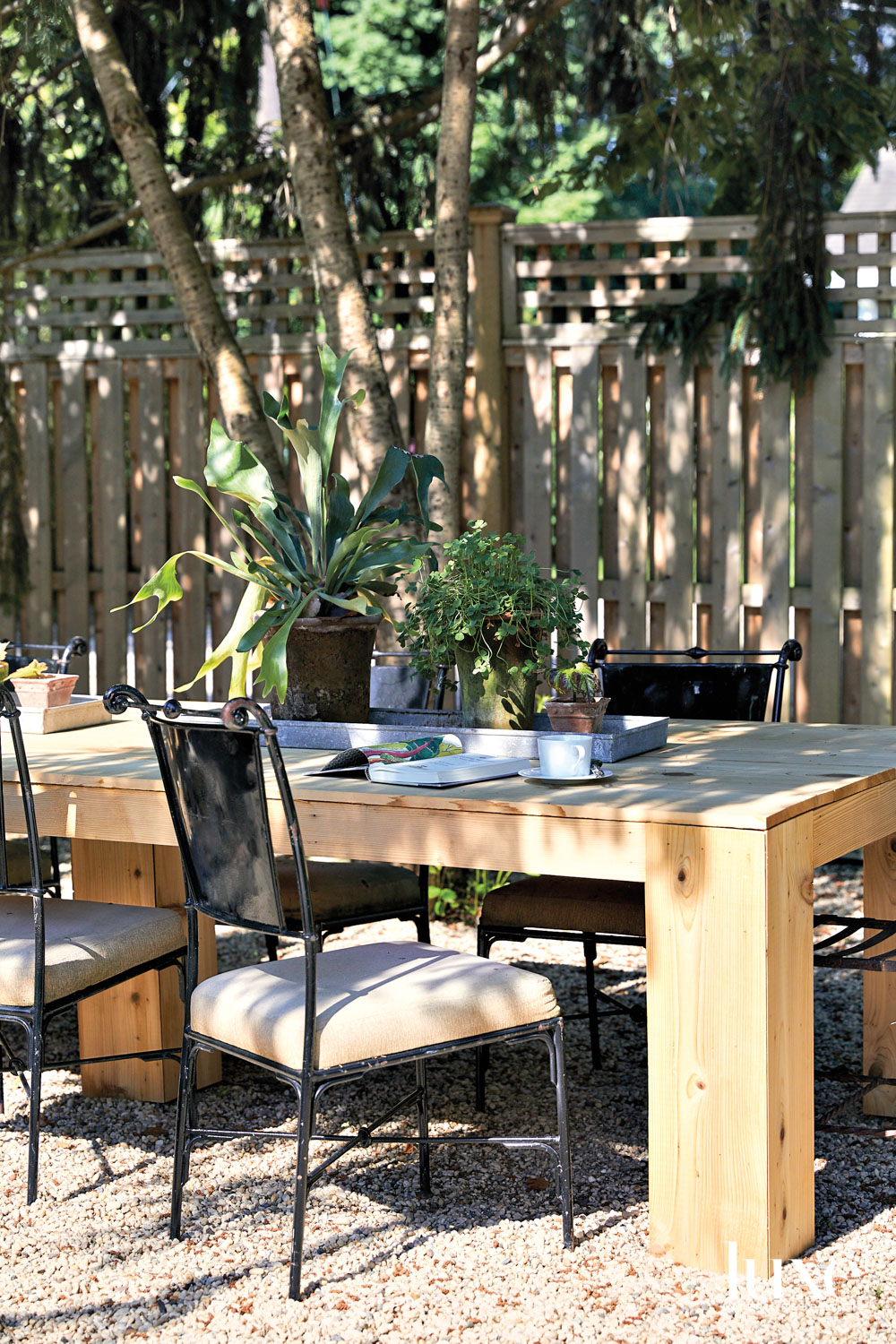 outdoor wood dining table with chairs