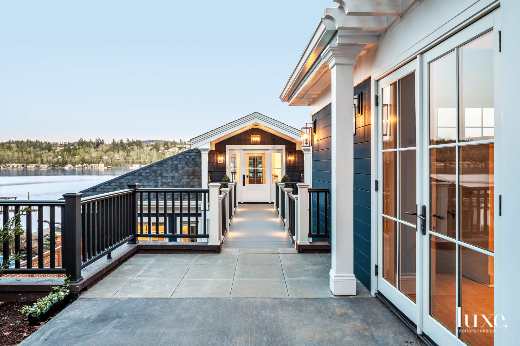 view of remodeled home's front entry on third floor