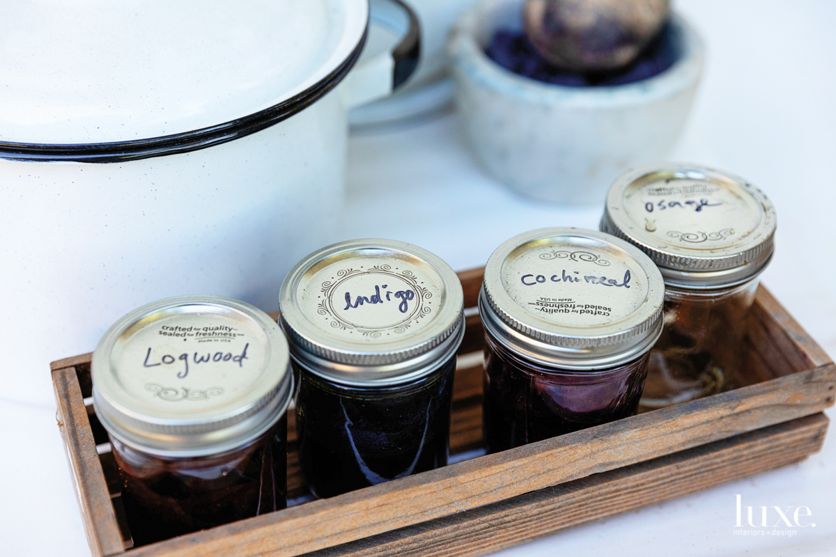 Ambrose works exclusively with natural dyes, creating a prism of hues using things like indigo, madder root and Osage wood shavings.