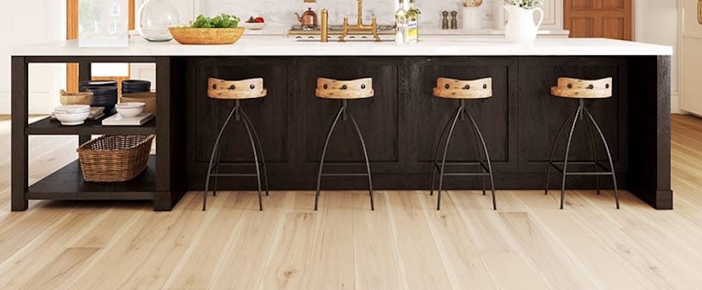 Handcrafted fine wood floors in kitchen by Carlisle Wide Plank Floors