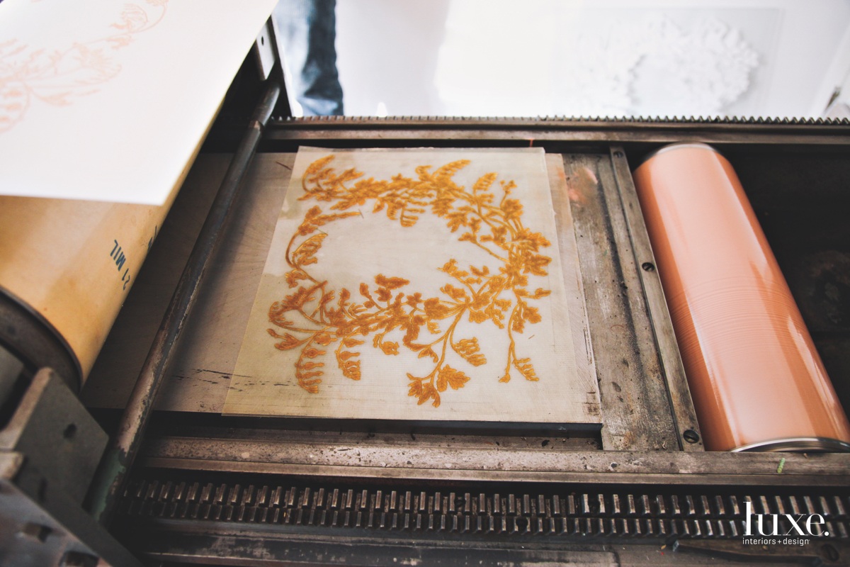 The couple does all their own relief printmaking with a 1936 press.