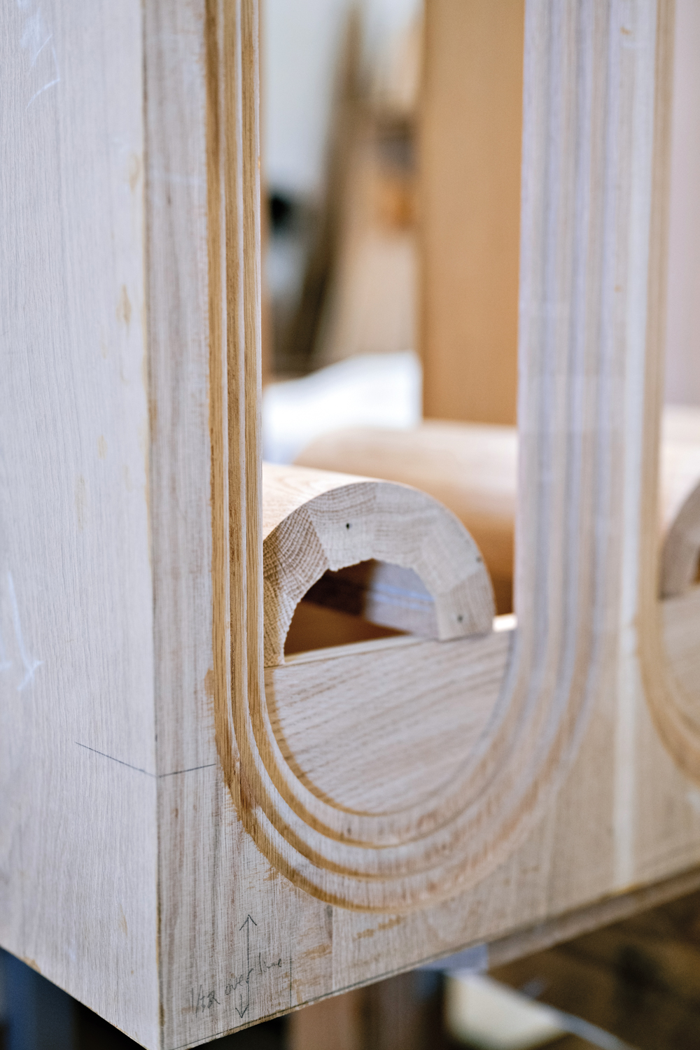 close-up of ornate wooden table