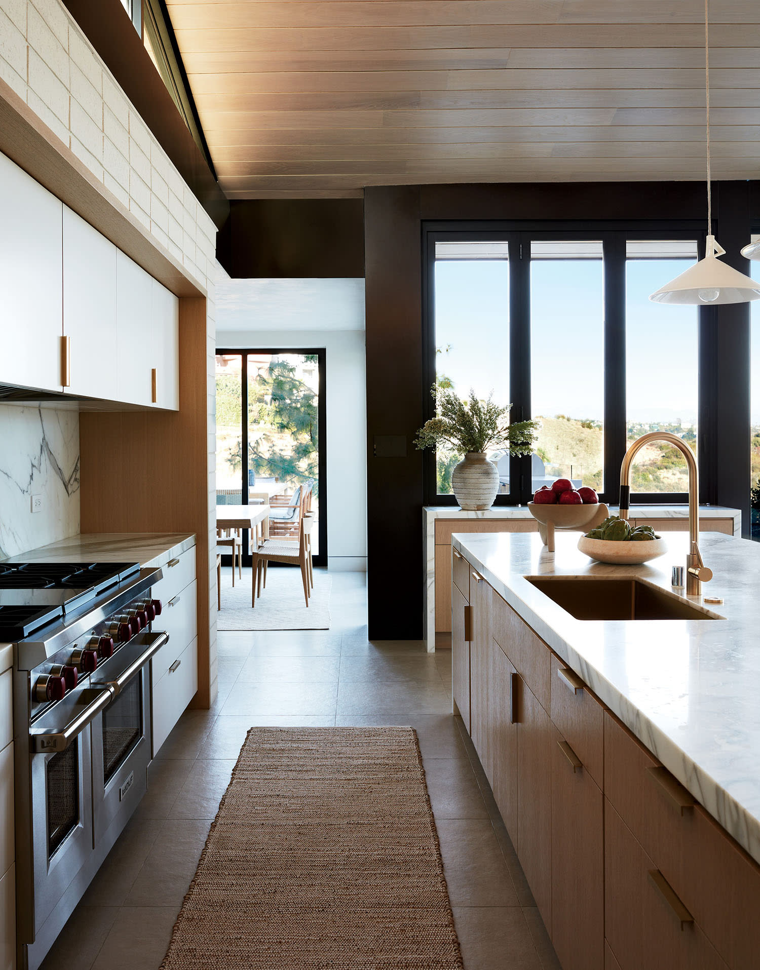 contemporary kitchen with white oak cabinetry