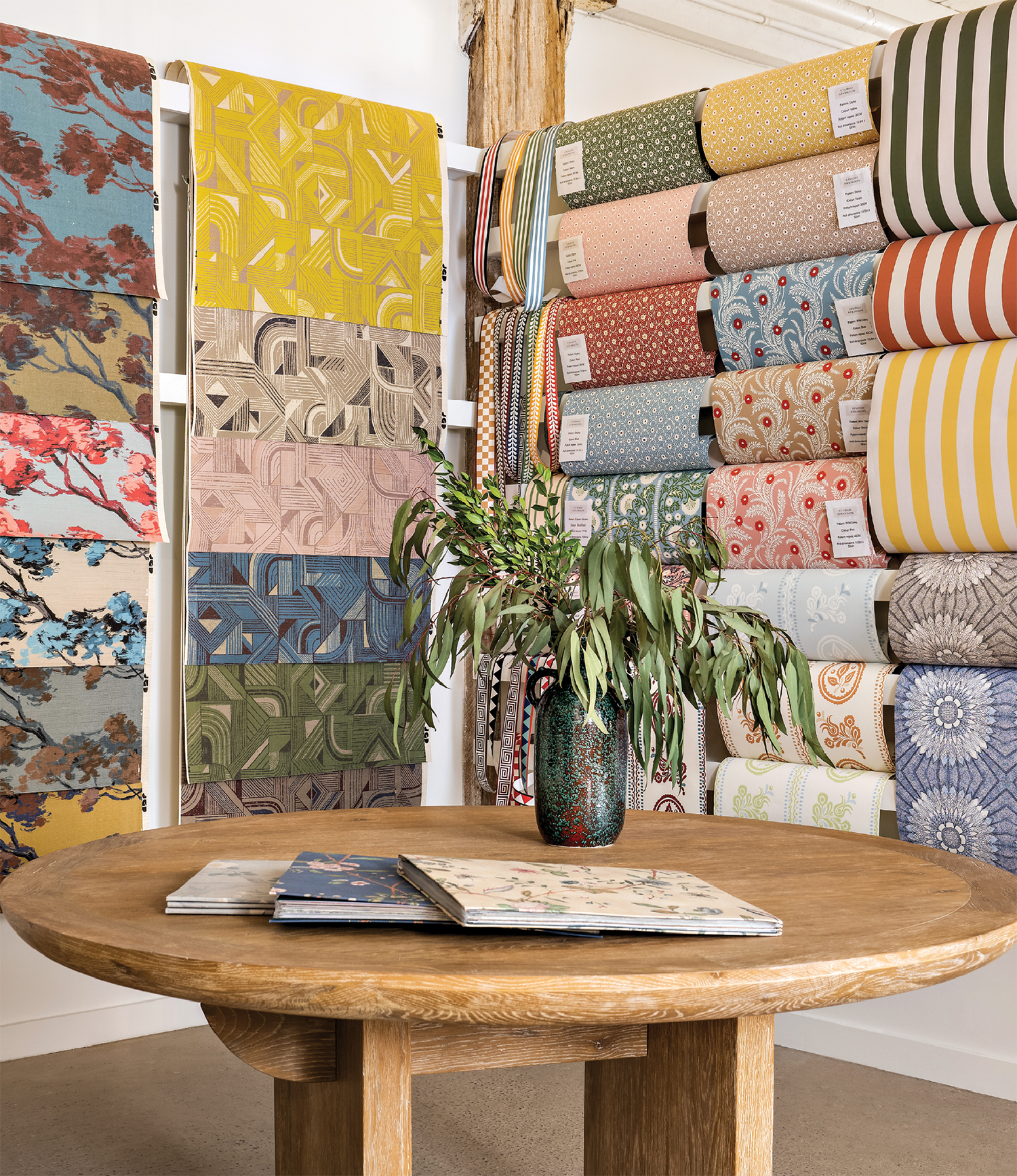Fritz Porter textiles on display at their showroom