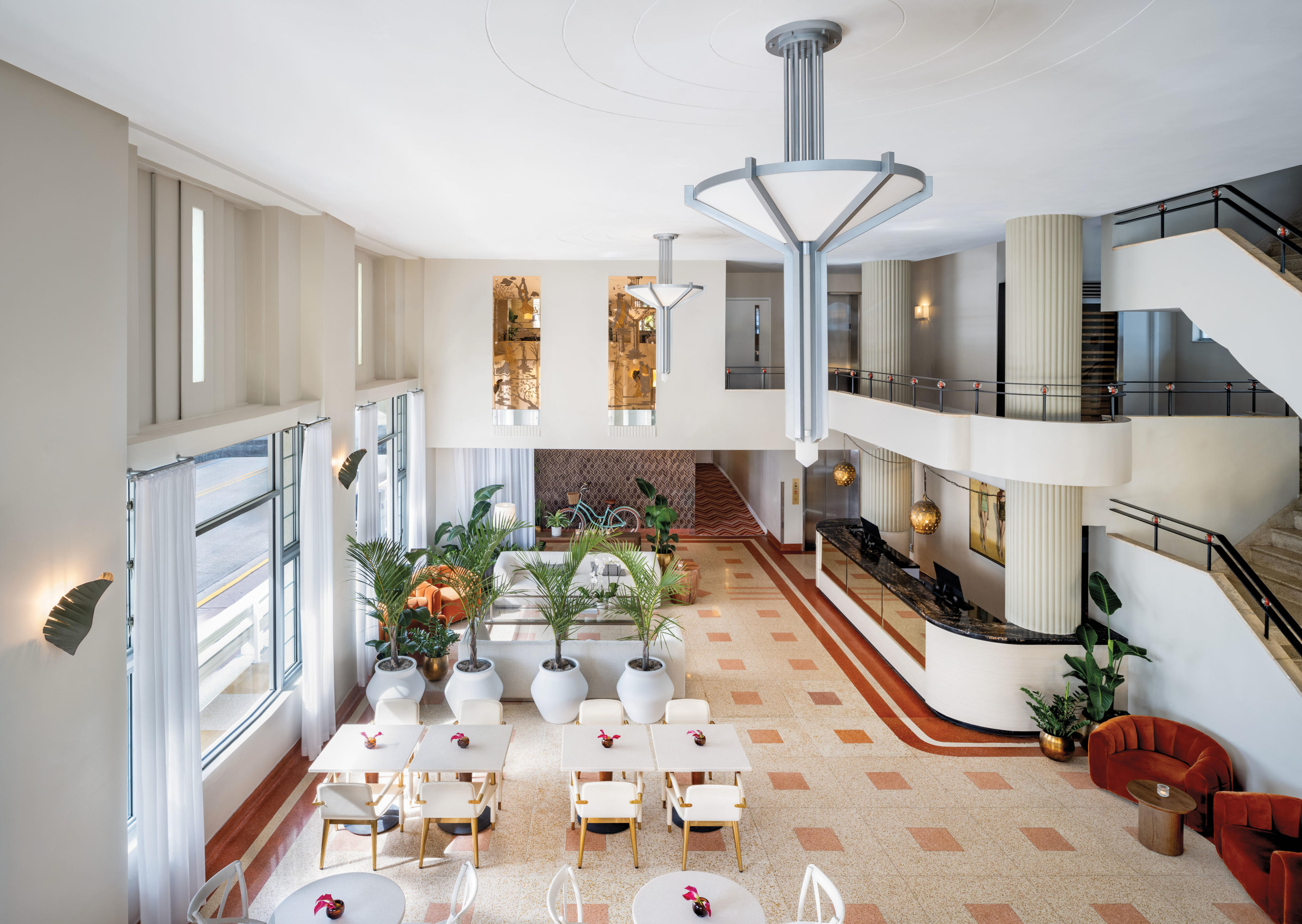 Art Deco-inspired hotel lobby