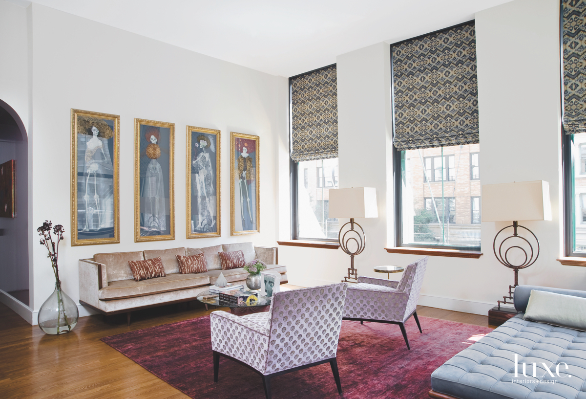 modern living room pink rug