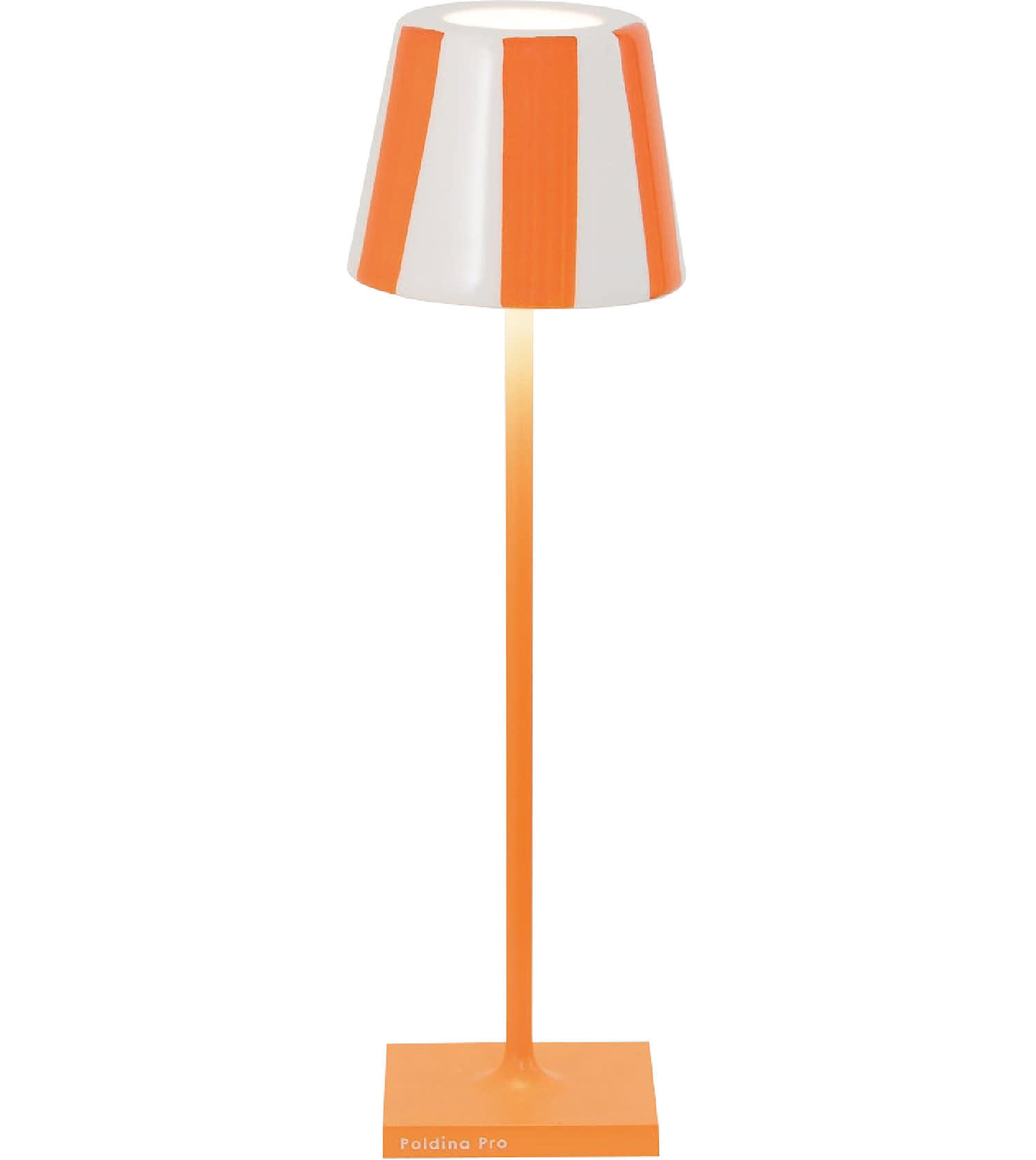 orange and white cordless, outdoor-friendly lamp