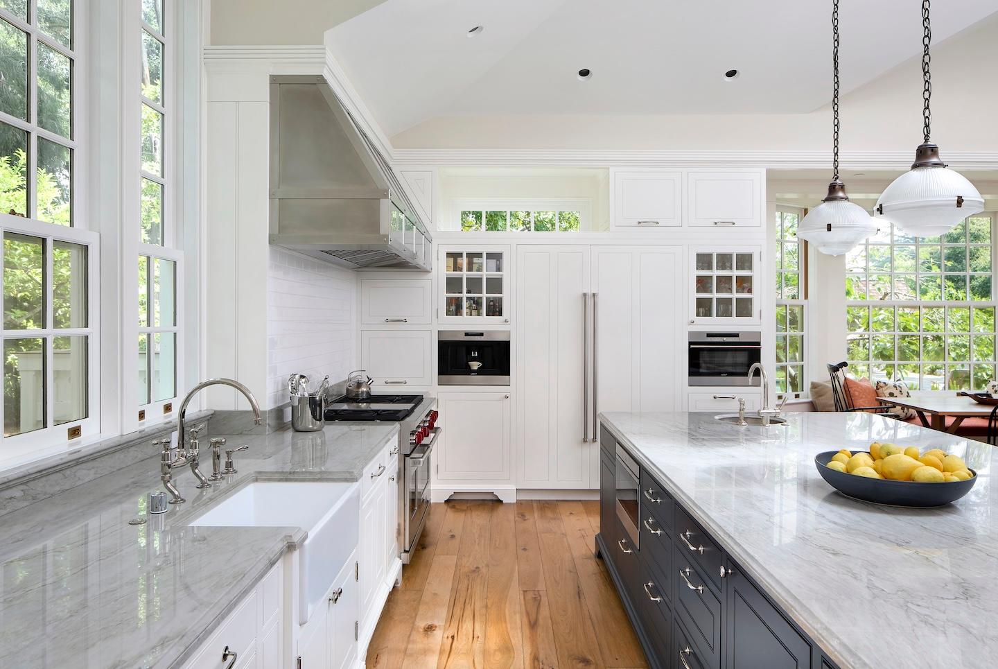 Kitchen with quartz island built by Conrado Home Builders.