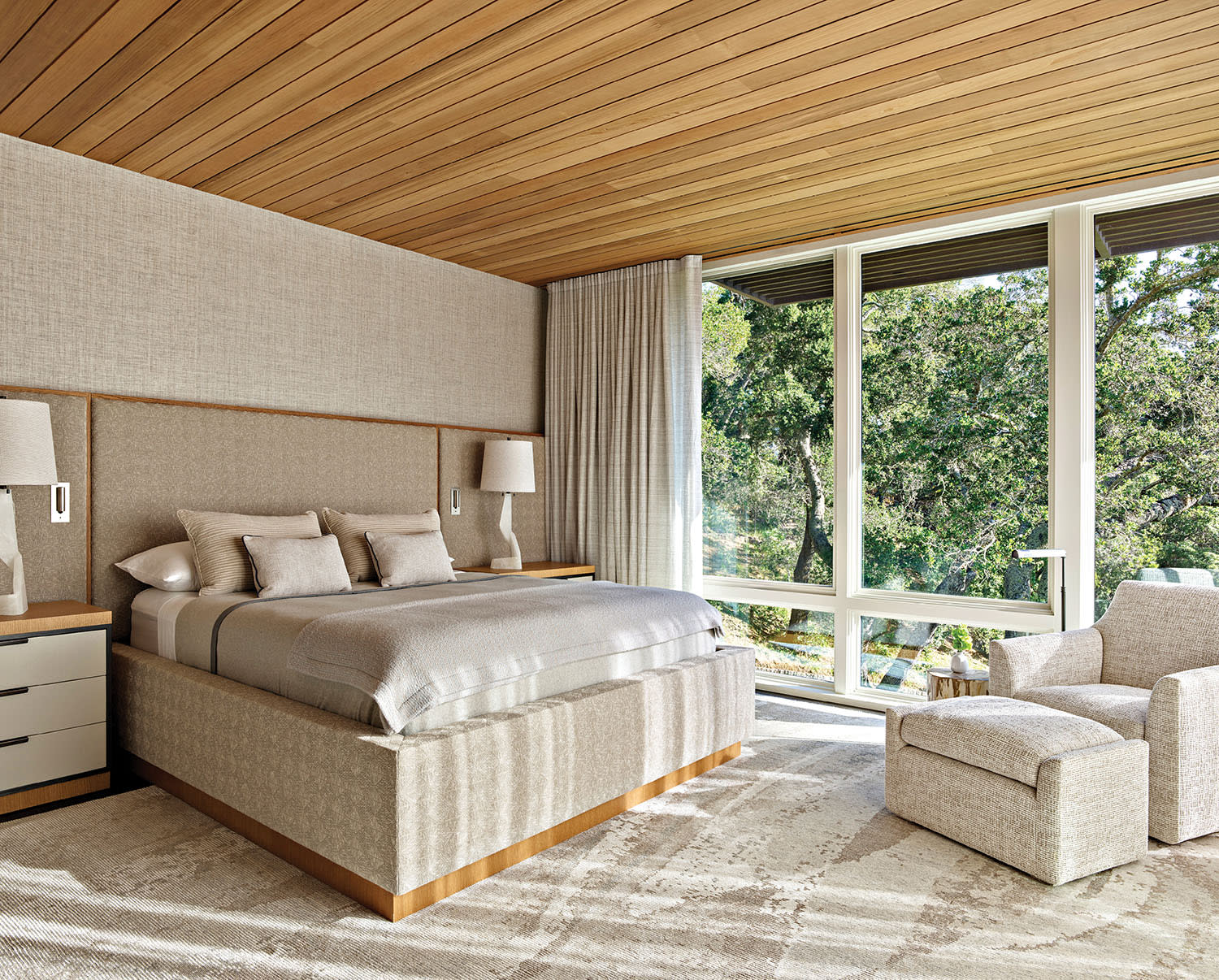 contemporary, sanctuary-like bedroom