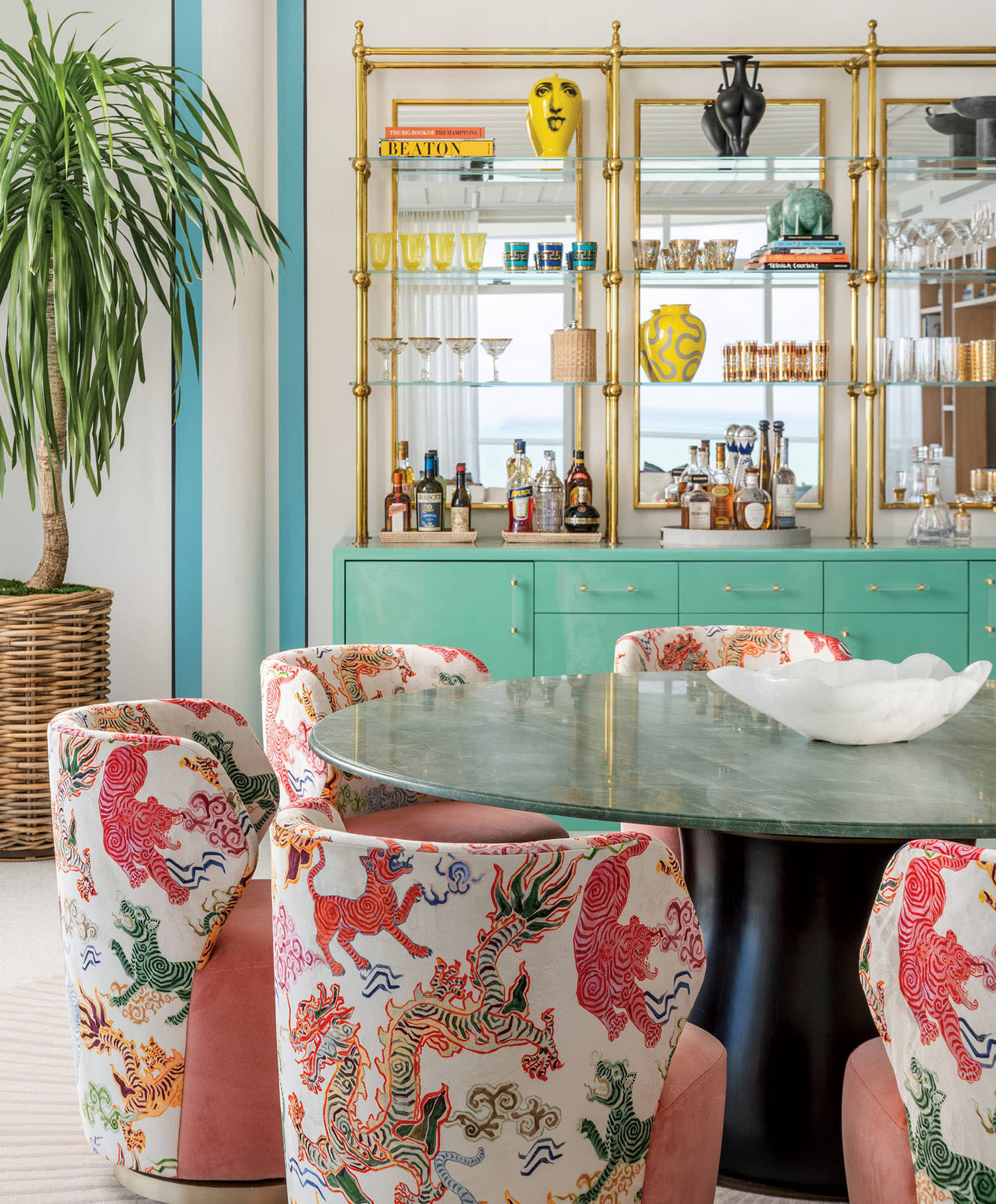 vibrant, colorful dining room 