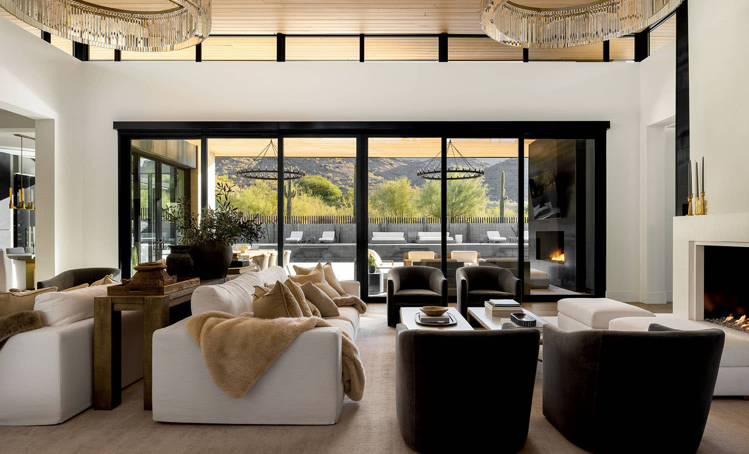 contemporary Arizona living room with RH sofas