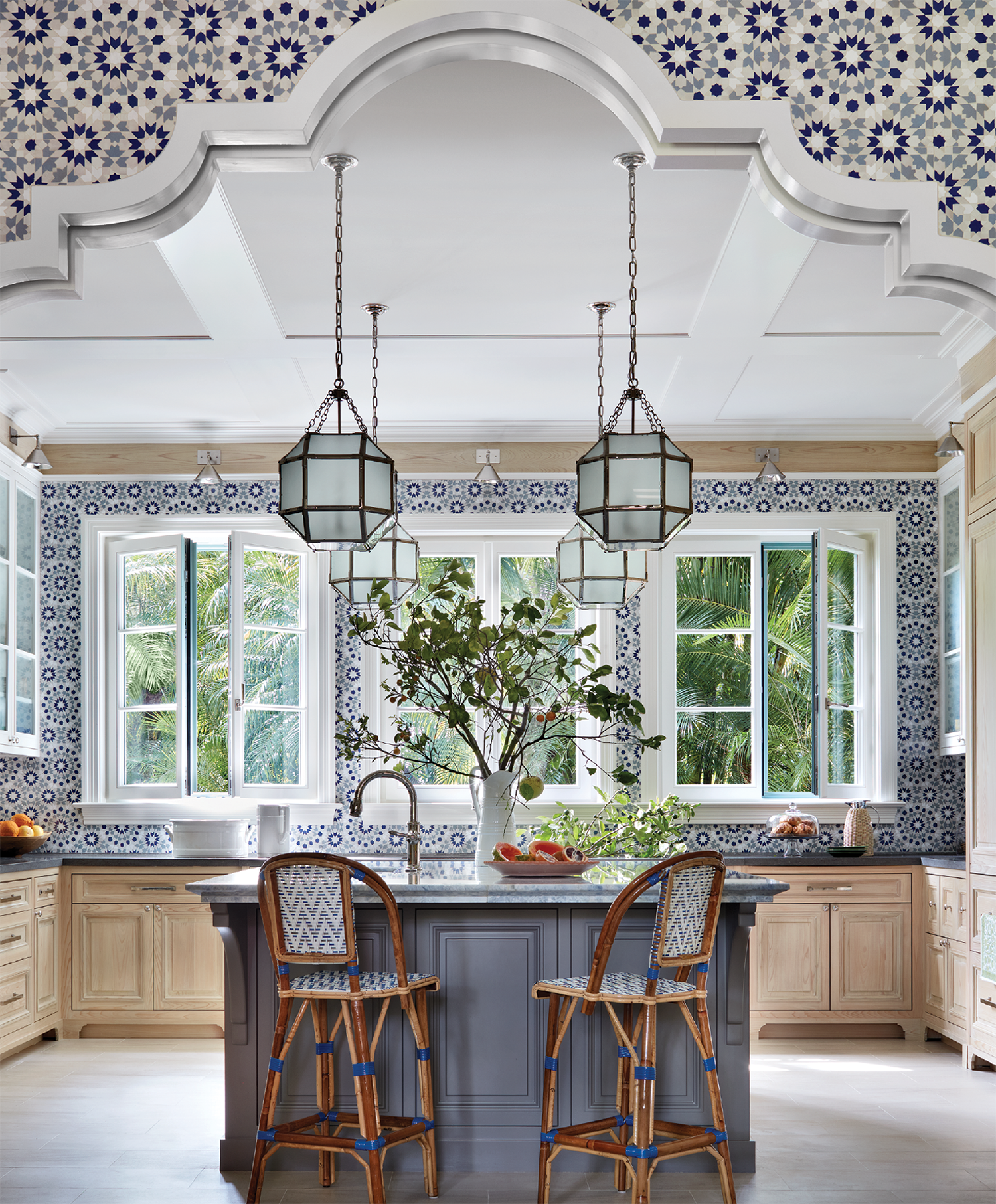 neutral kitchen with Palm Beach and European influences