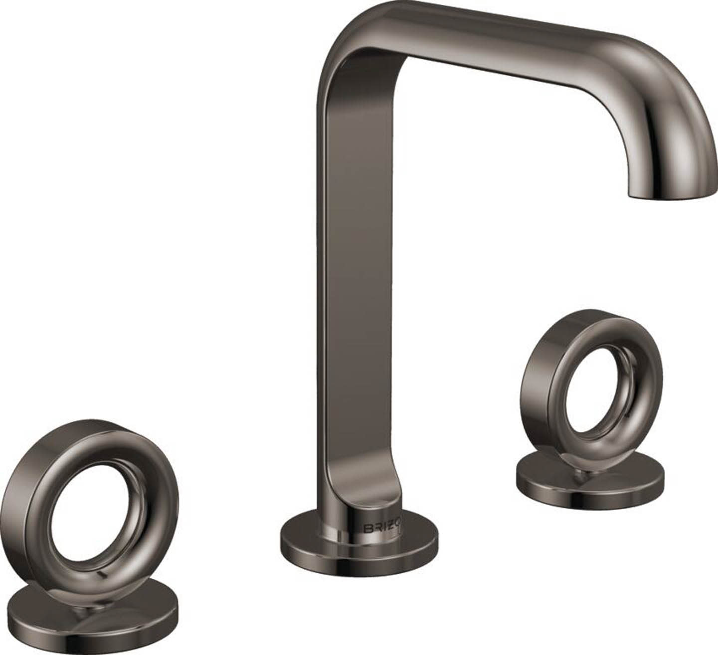 Modern matte black faucet set with sleek, cylindrical handles and a curved spout, conveying a minimalist and elegant design.