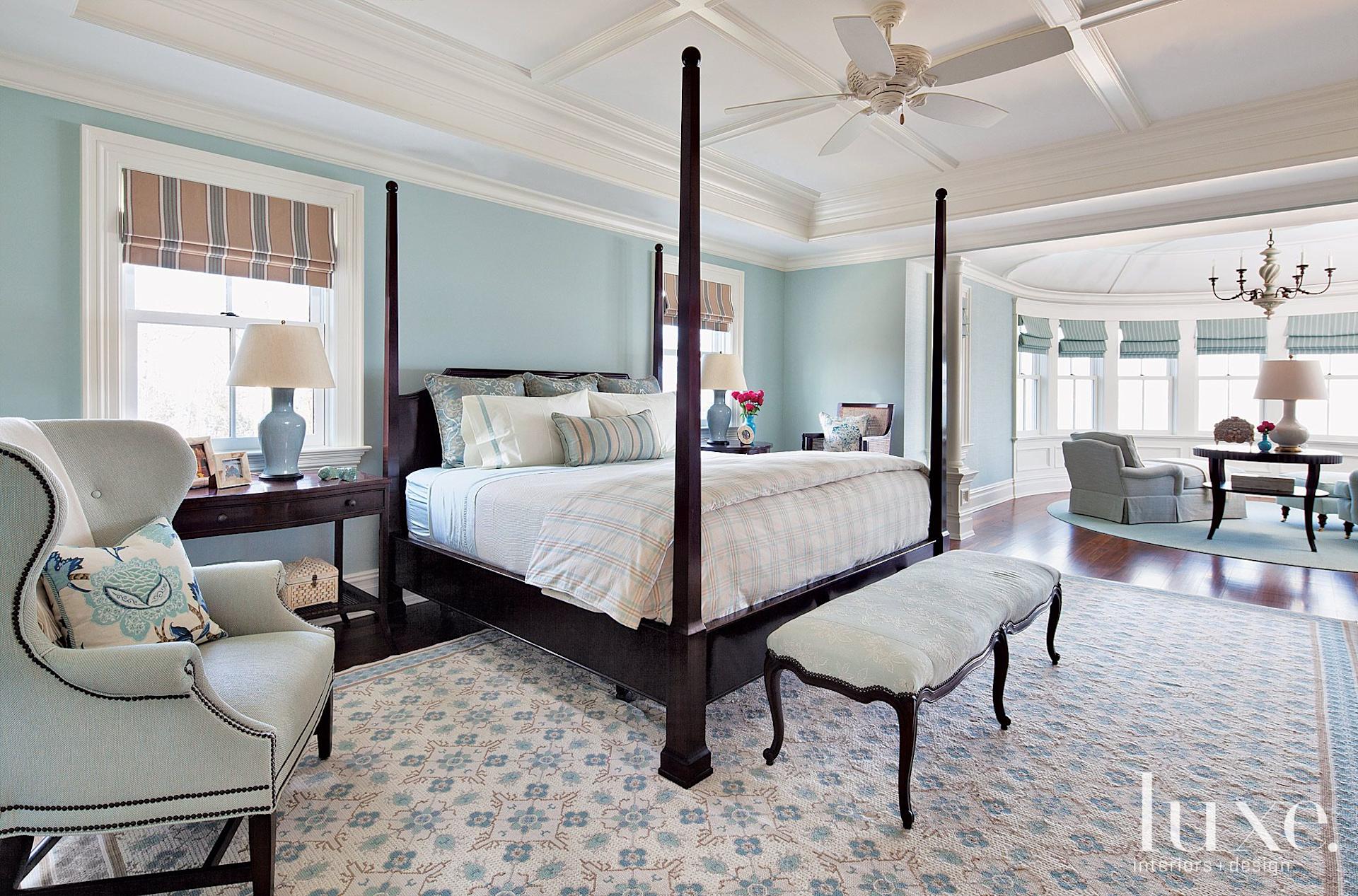 Traditional Blue and Green Master Bedroom Luxe Interiors + Design