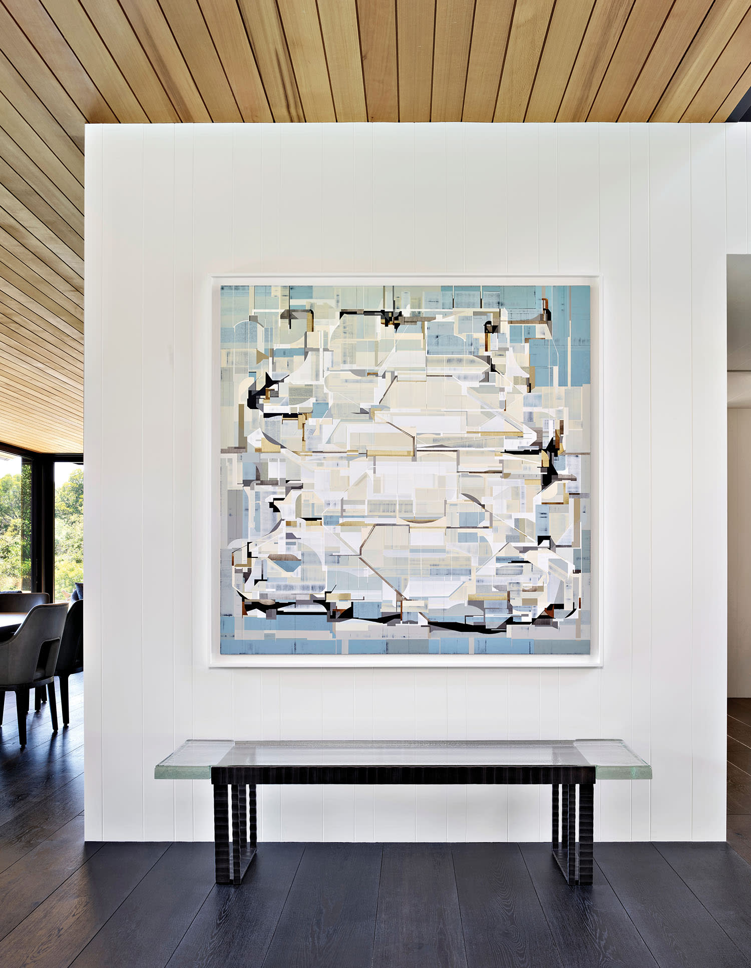 James Kennedy artwork in the entry of a Northern California home