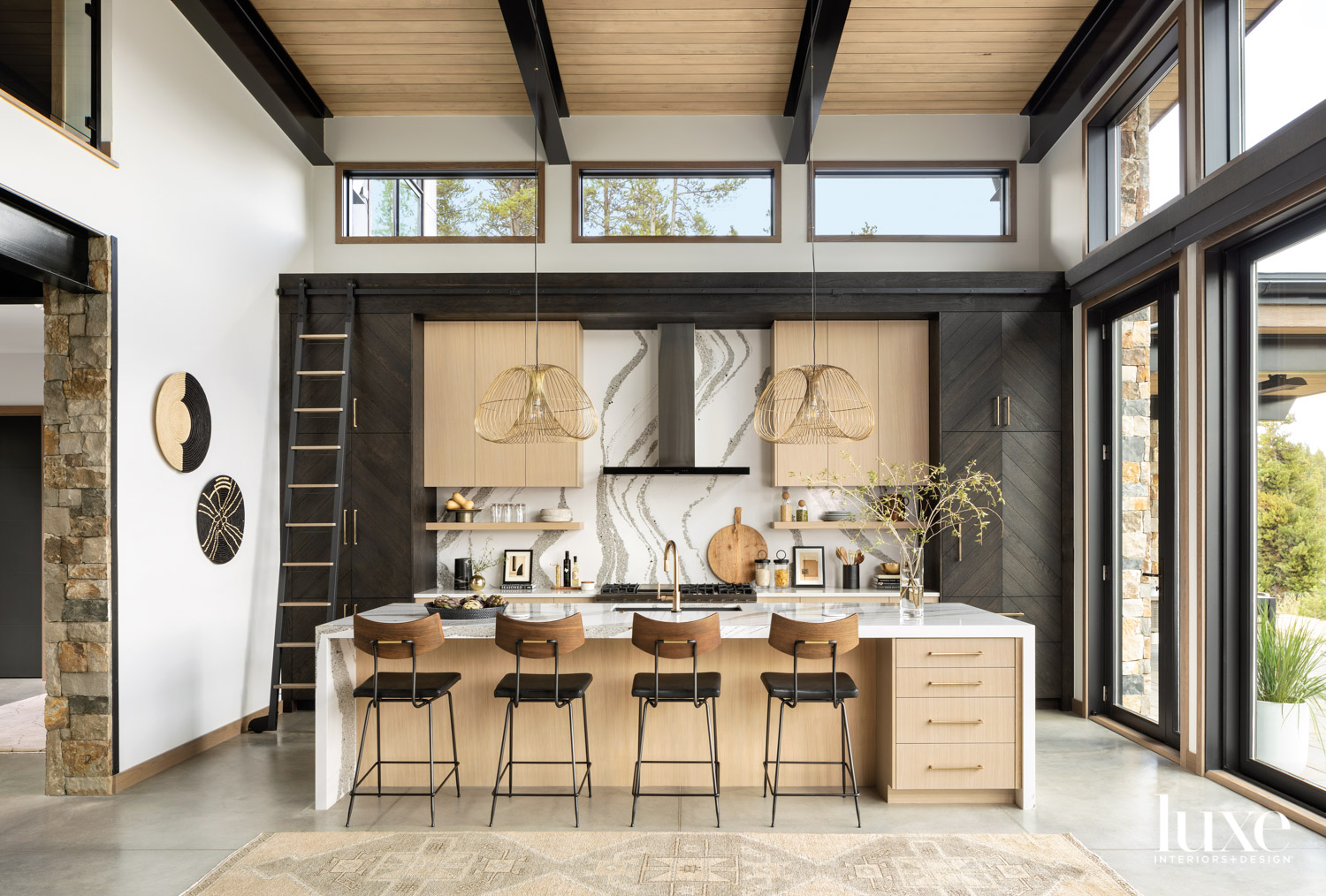 The kitchen featured light and dark cabinets.