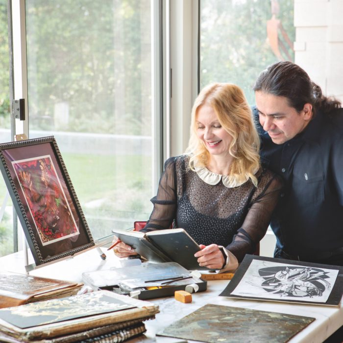 Modra Studio's Tamalyn Krecic Shea and Fernando Apodaca shown at work in their La Jolla studio.