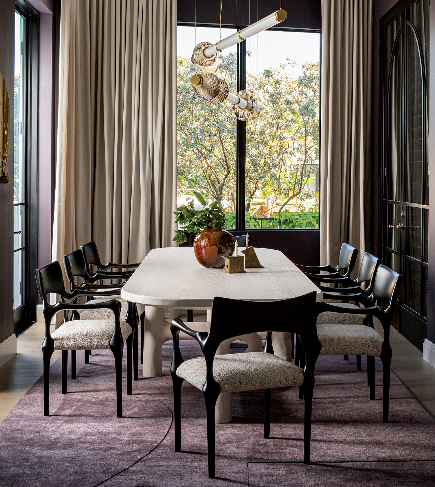 modern dining room in a bold Miami home