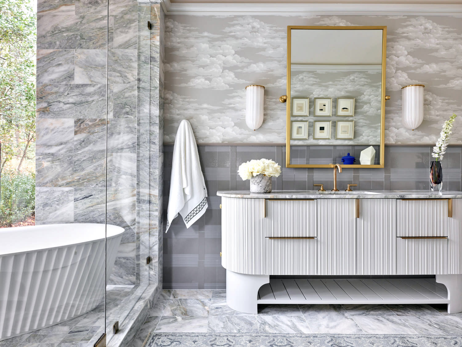 bathroom with grey tones used through the space