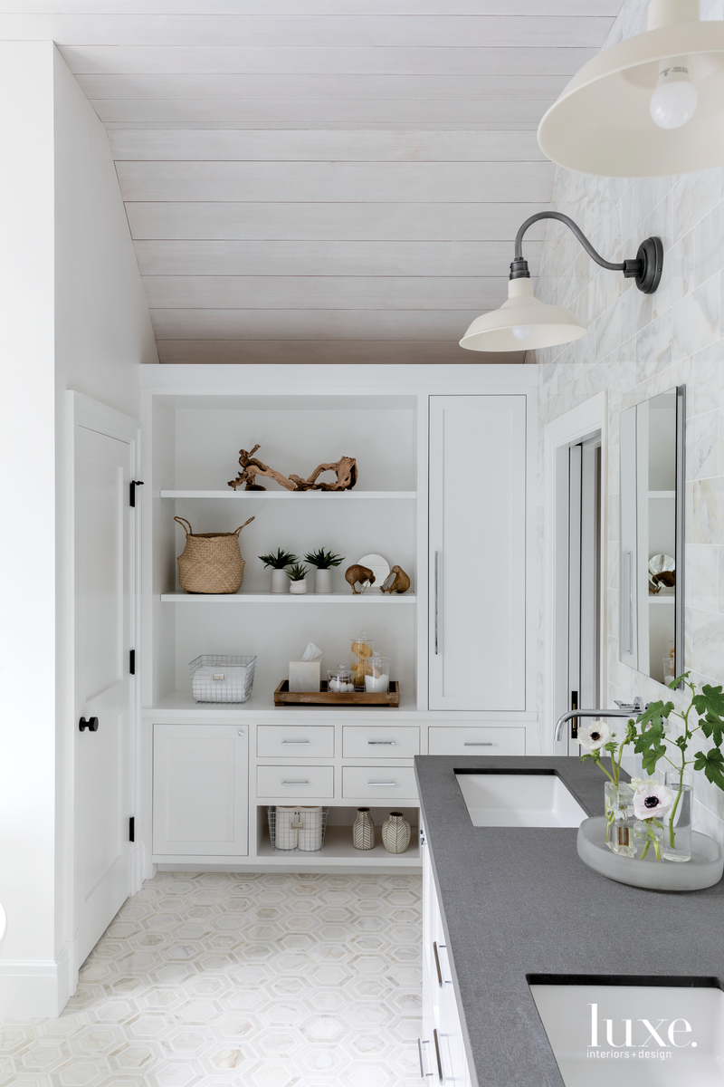 rustic white bathroom gray countertop