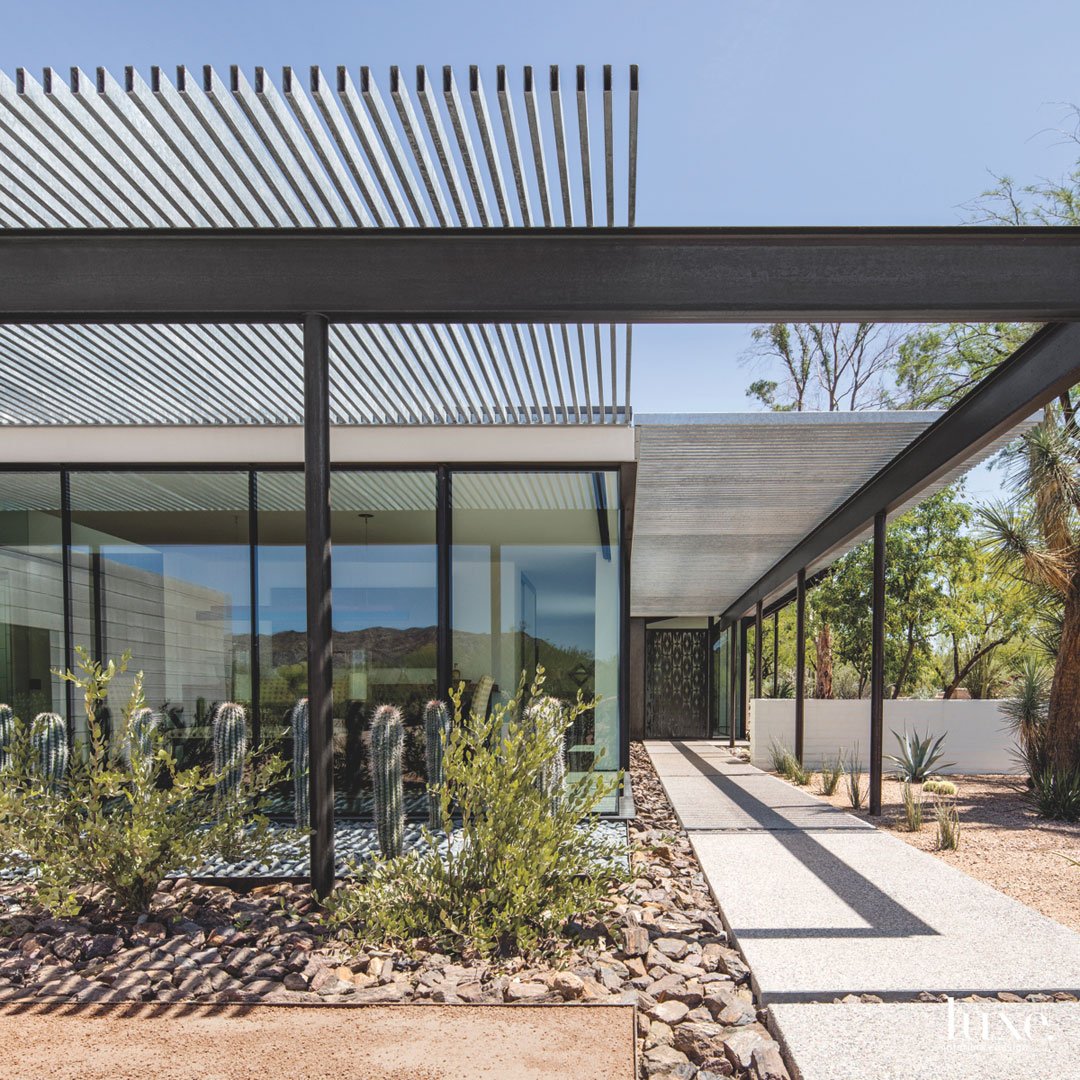 modern exterior walkway landscape glass windows paradise valley