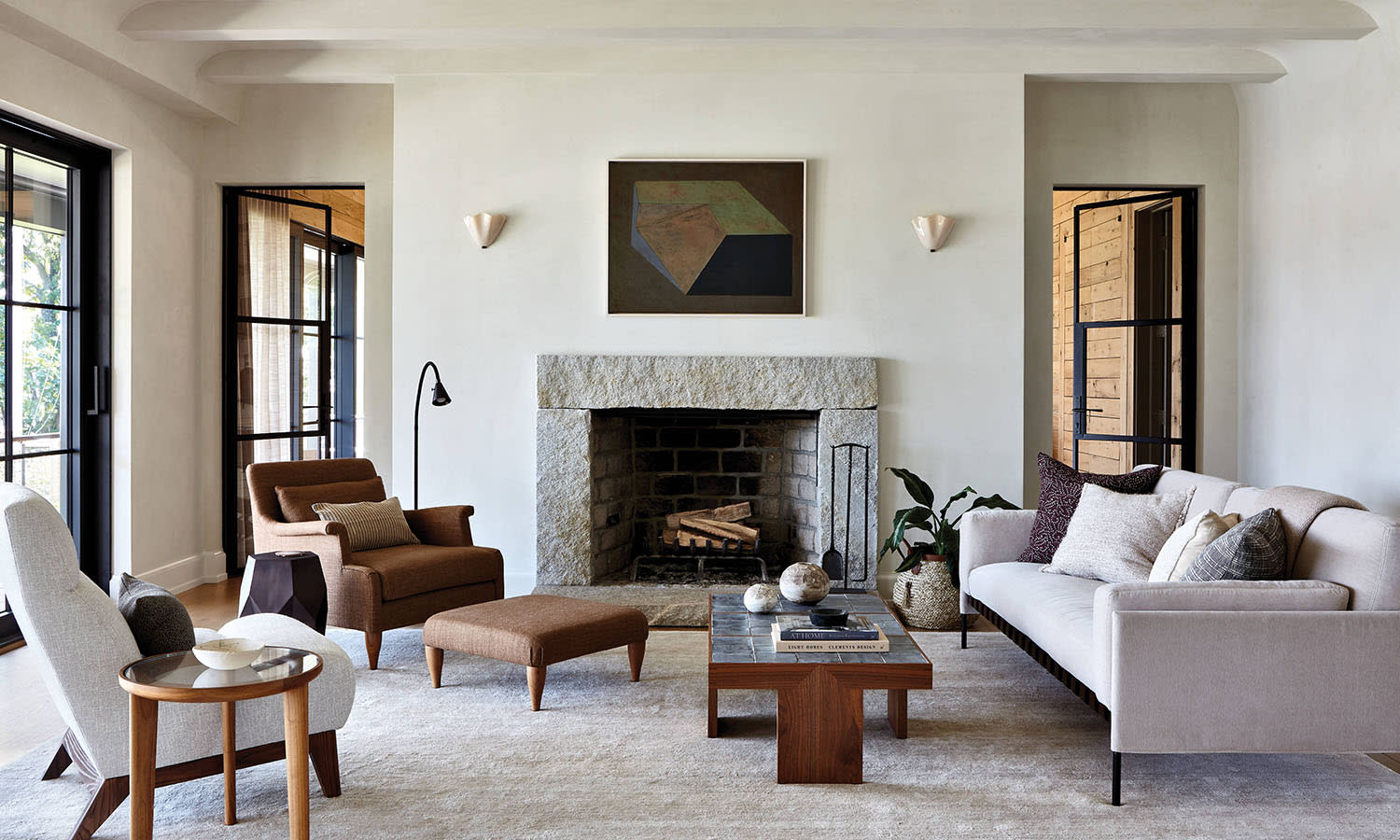classic meets contemporary living room in a Connecticut home designed by Terri Ricci